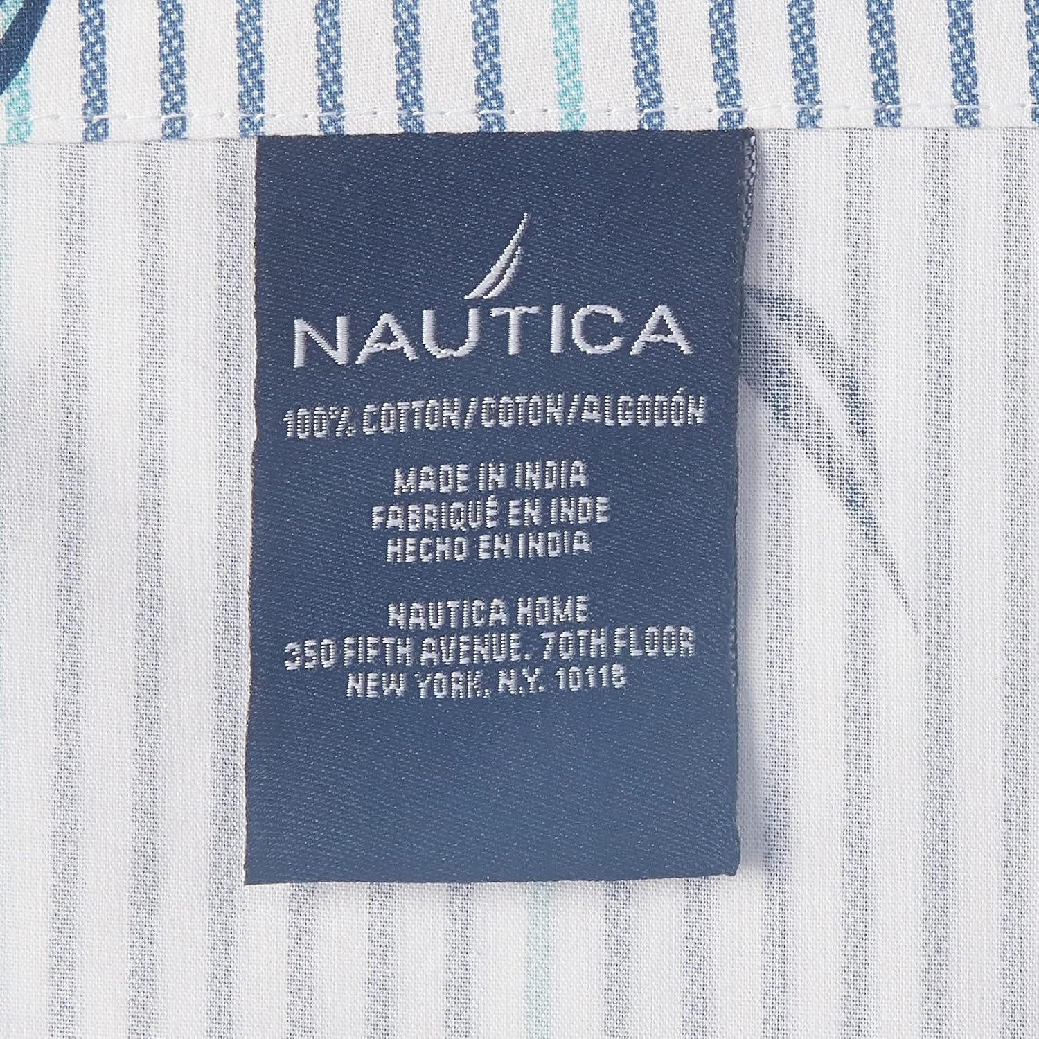 image:imageNautica Full Size Sheet Set Crisp Cotton Percale Bedding with Matching Pillowcases Lightweight amp Breathable Bed Sheets Deep Pocket College Dorm Room Essentials Whitewood Sail BlueAudley Blue