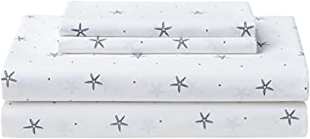 image:imageNautica Full Size Sheet Set Crisp Cotton Percale Bedding with Matching Pillowcases Lightweight amp Breathable Bed Sheets Deep Pocket College Dorm Room Essentials Whitewood Sail BlueStar Spangled Coastal