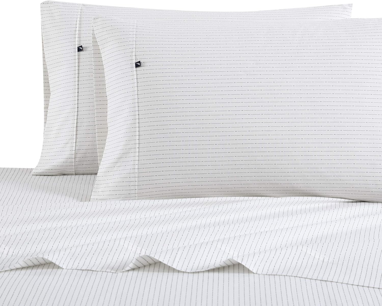 image:imageNautica Full Size Sheet Set Crisp Cotton Percale Bedding with Matching Pillowcases Lightweight amp Breathable Bed Sheets Deep Pocket College Dorm Room Essentials Whitewood Sail BlueBuoy Line