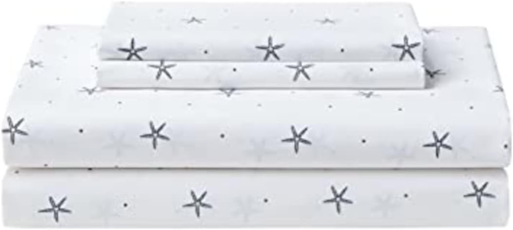 image:imageNautica Full Size Sheet Set Crisp Cotton Percale Bedding with Matching Pillowcases Lightweight amp Breathable Bed Sheets Deep Pocket College Dorm Room Essentials Whitewood Sail BlueStar Spangled Coastal