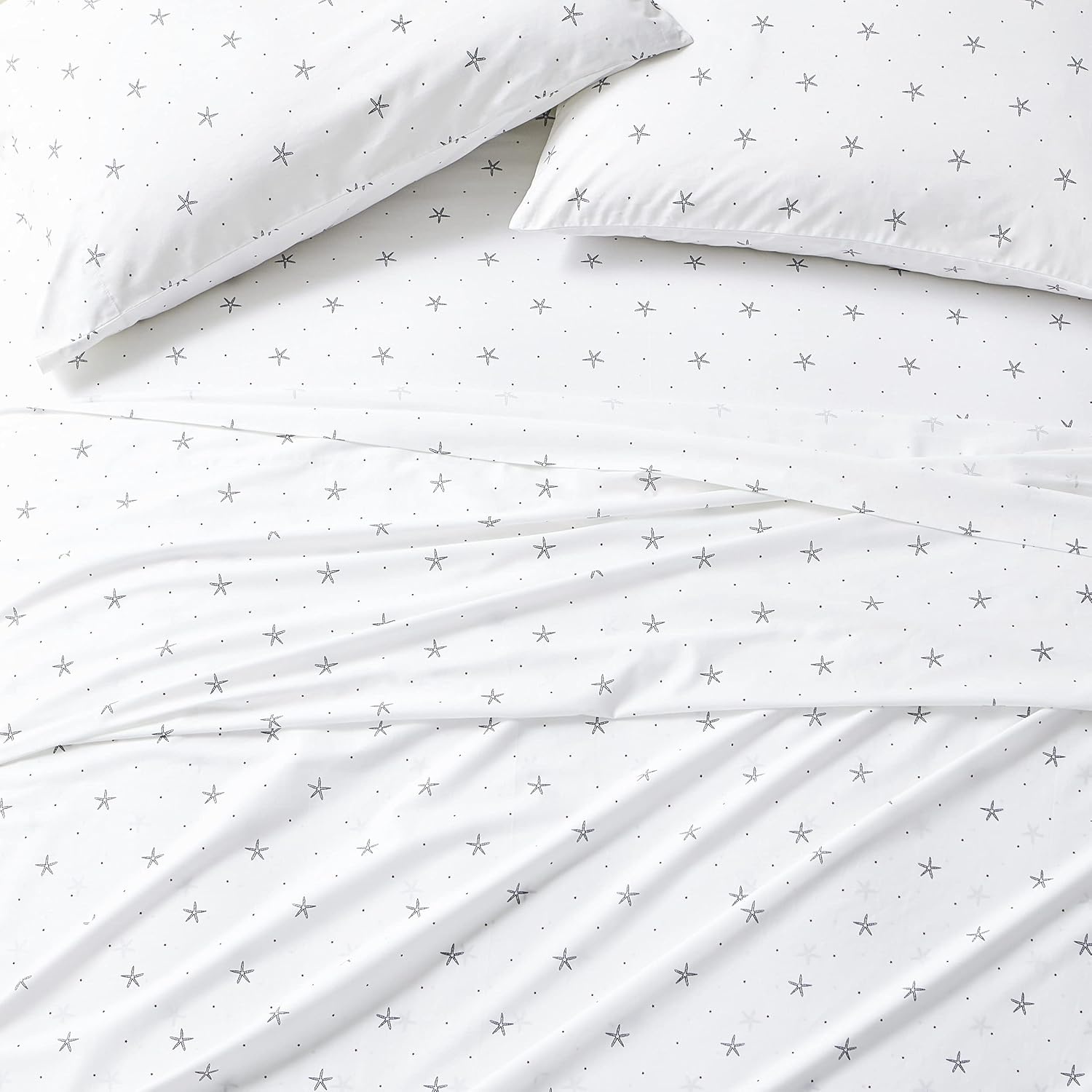 image:imageNautica Full Size Sheet Set Crisp Cotton Percale Bedding with Matching Pillowcases Lightweight amp Breathable Bed Sheets Deep Pocket College Dorm Room Essentials Whitewood Sail BlueStar Spangled Coastal