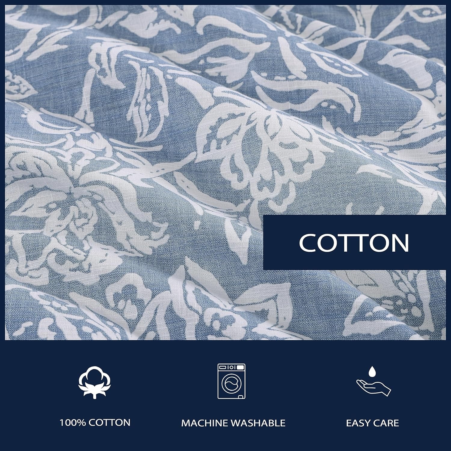 image:imageNautica Queen Comforter Set Reversible Bedding with Matching Shams Floral Room Decor College Dorm Room Essentials Tortola BlueTortola Blue
