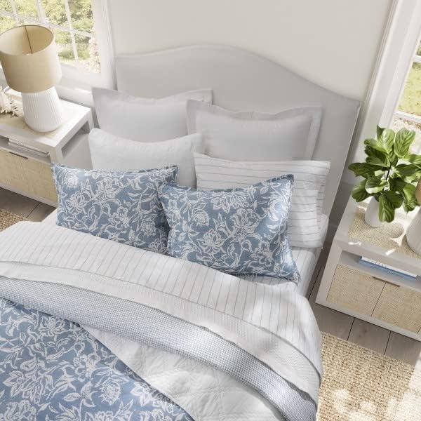 image:imageNautica Queen Comforter Set Reversible Bedding with Matching Shams Floral Room Decor College Dorm Room Essentials Tortola BlueTortola Blue