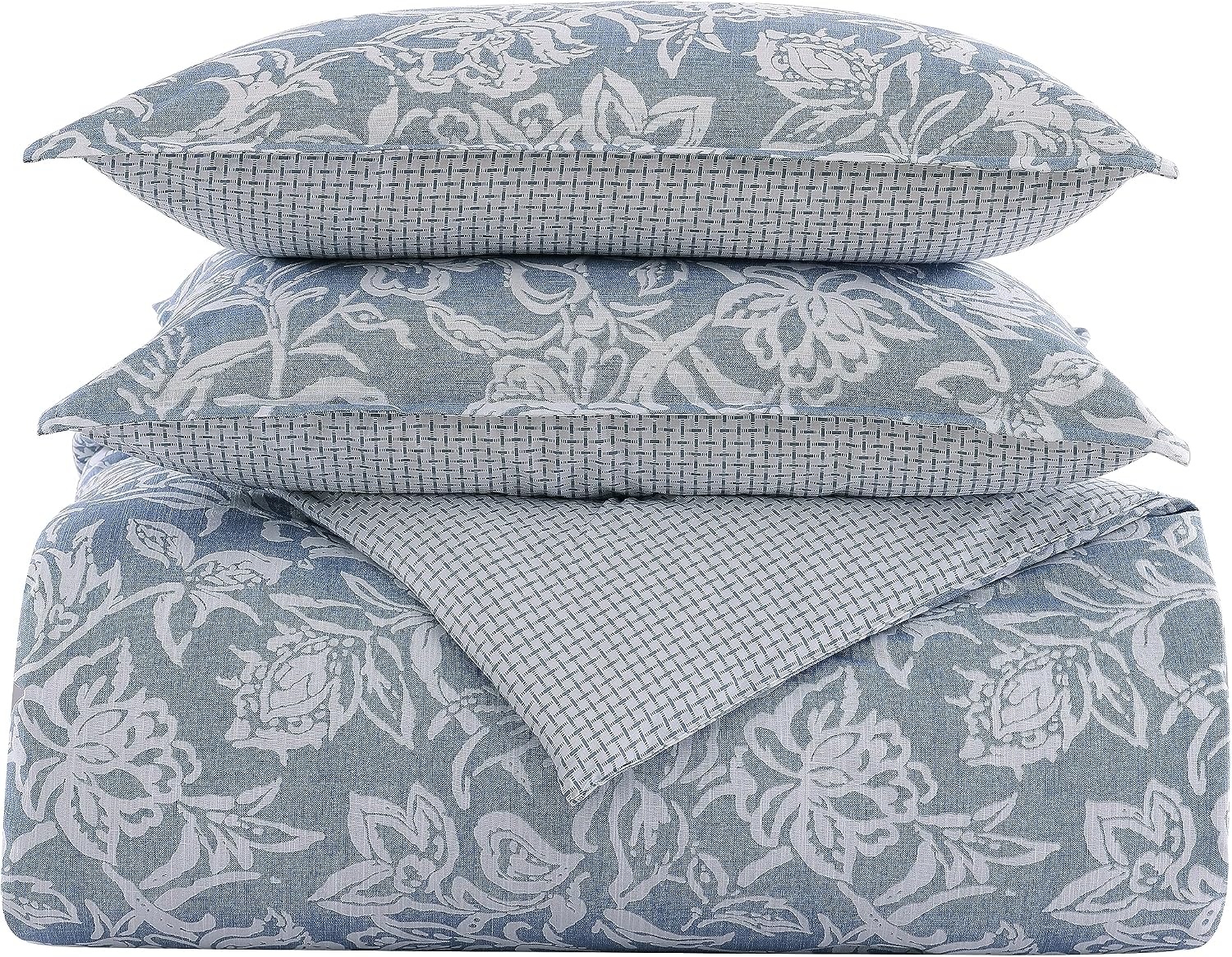 image:imageNautica Queen Comforter Set Reversible Bedding with Matching Shams Floral Room Decor College Dorm Room Essentials Tortola BlueTortola Blue