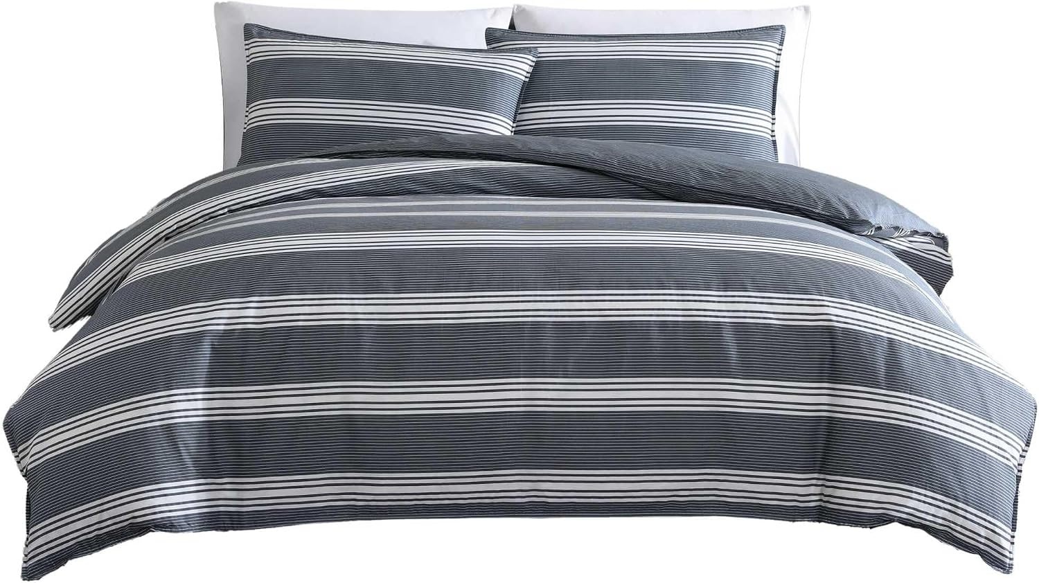 image:imageNautica Queen Comforter Set Reversible Bedding with Matching Shams Stripe Room Decor Bed Set College Dorm Room Essentials Craver CharcoalCraver Grey