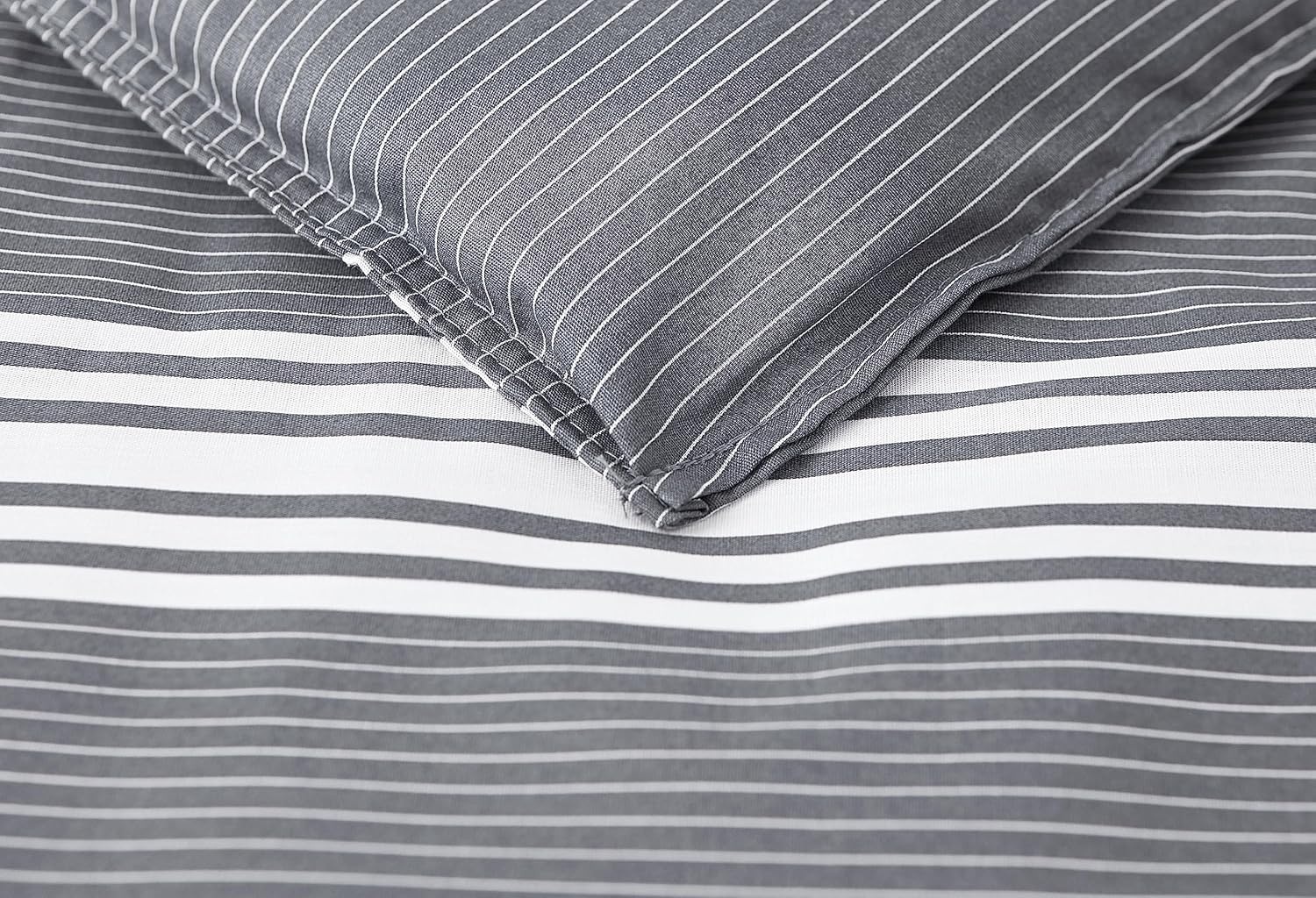 image:imageNautica Queen Comforter Set Reversible Bedding with Matching Shams Stripe Room Decor Bed Set College Dorm Room Essentials Craver CharcoalCraver Grey