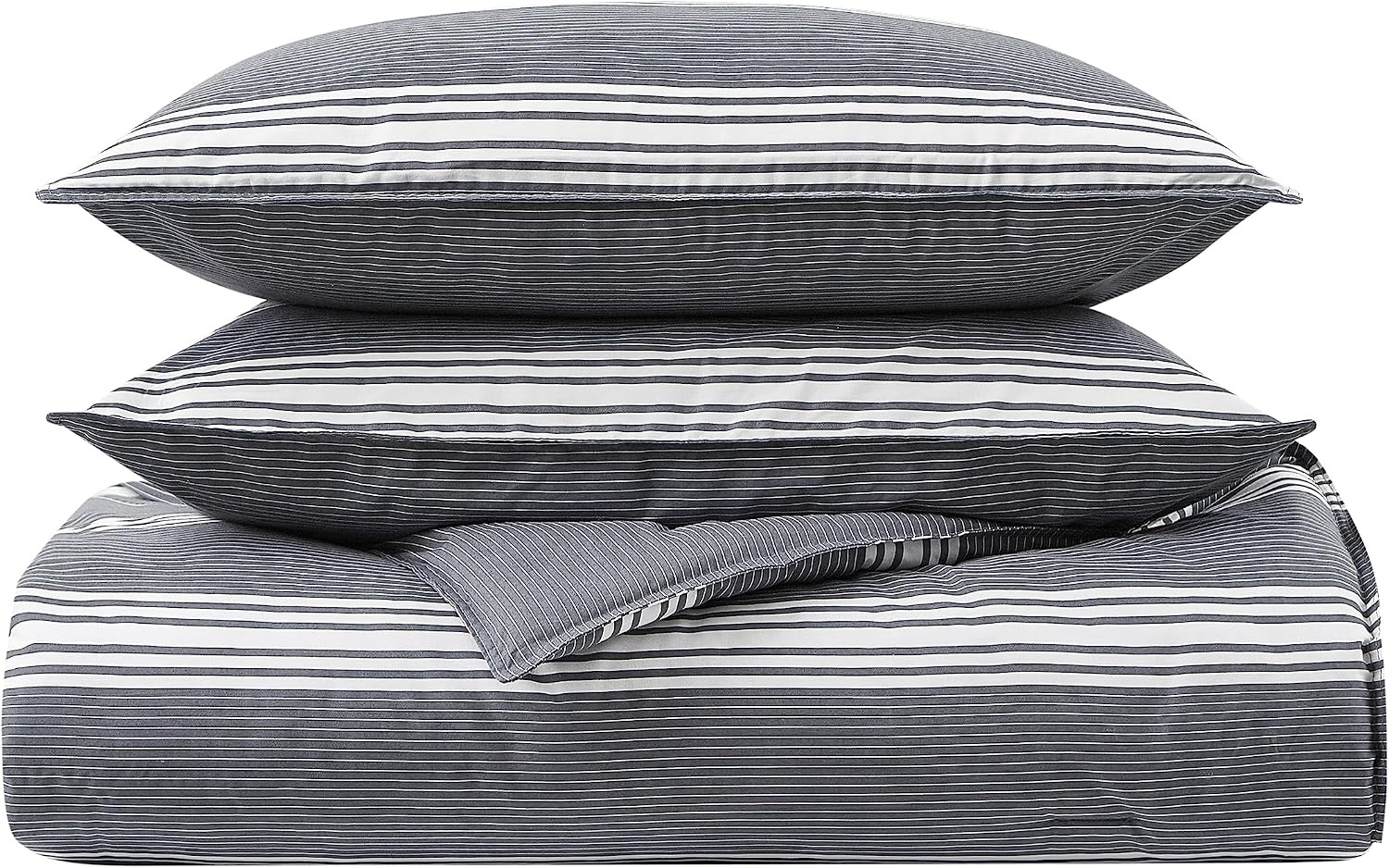 image:imageNautica Queen Comforter Set Reversible Bedding with Matching Shams Stripe Room Decor Bed Set College Dorm Room Essentials Craver CharcoalCraver Grey