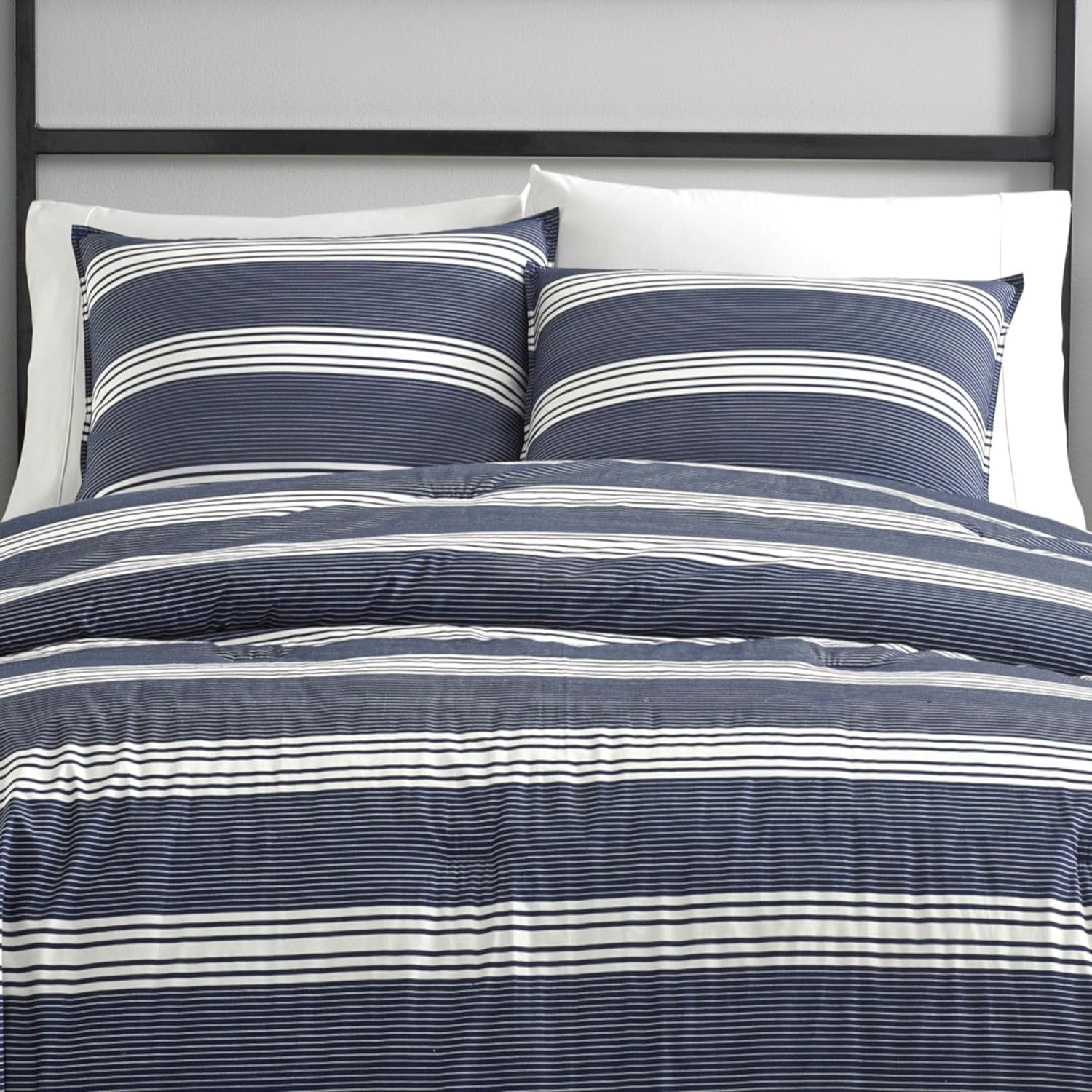image:imageNautica Queen Comforter Set Reversible Bedding with Matching Shams Stripe Room Decor Bed Set College Dorm Room Essentials Craver CharcoalCraver Navy