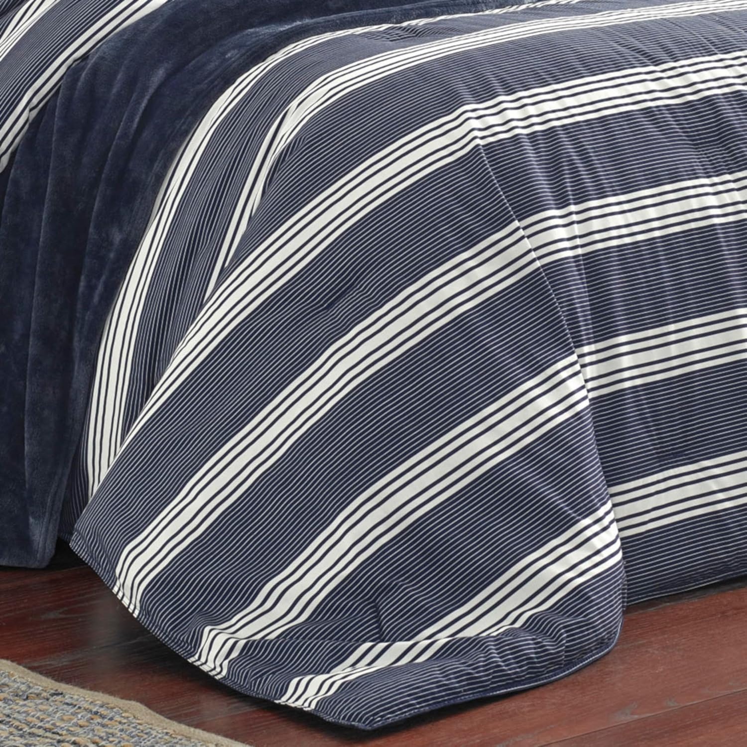 image:imageNautica Queen Comforter Set Reversible Bedding with Matching Shams Stripe Room Decor Bed Set College Dorm Room Essentials Craver CharcoalCraver Navy