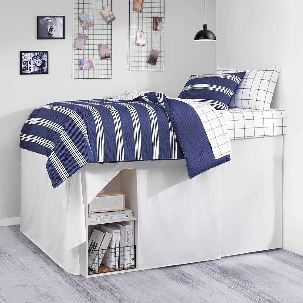 image:imageNautica Queen Comforter Set Reversible Bedding with Matching Shams Stripe Room Decor Bed Set College Dorm Room Essentials Craver CharcoalCraver Navy