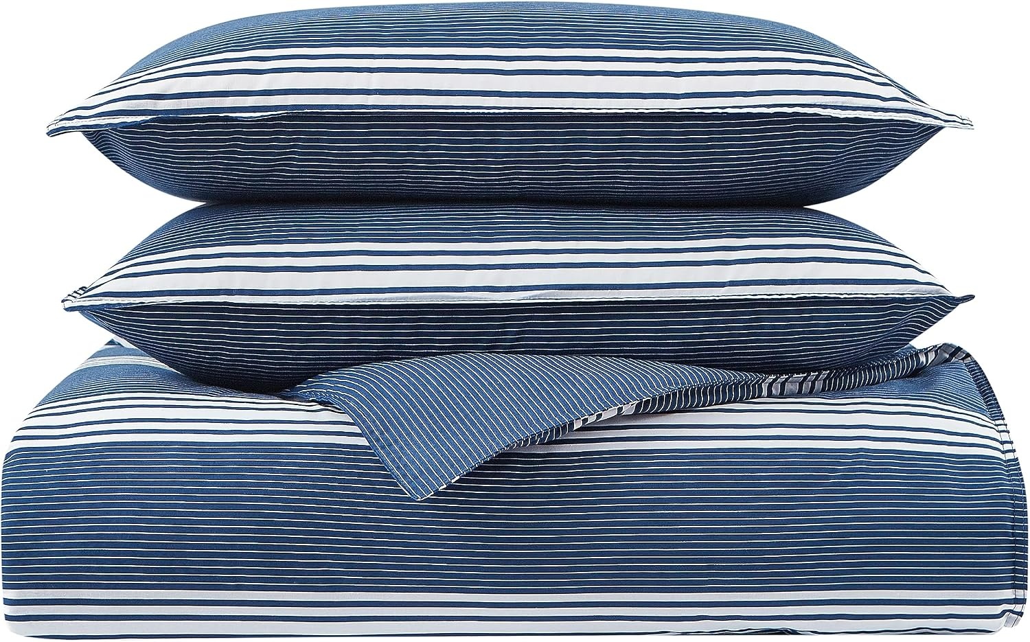 image:imageNautica Queen Comforter Set Reversible Bedding with Matching Shams Stripe Room Decor Bed Set College Dorm Room Essentials Craver CharcoalCraver Navy