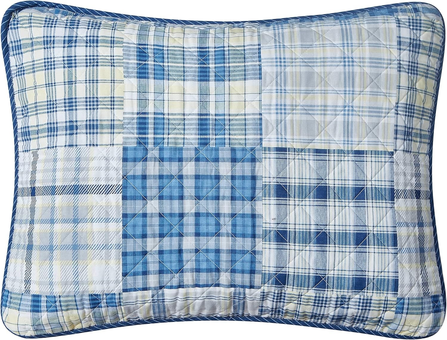 image:imageNautica Queen Quilt Set Reversible Bedding with Matching Shams Patchwork Plaid Room Decor Lightweight Bed Set College Dorm Room Essentials Raeford BlueRaeford Grey