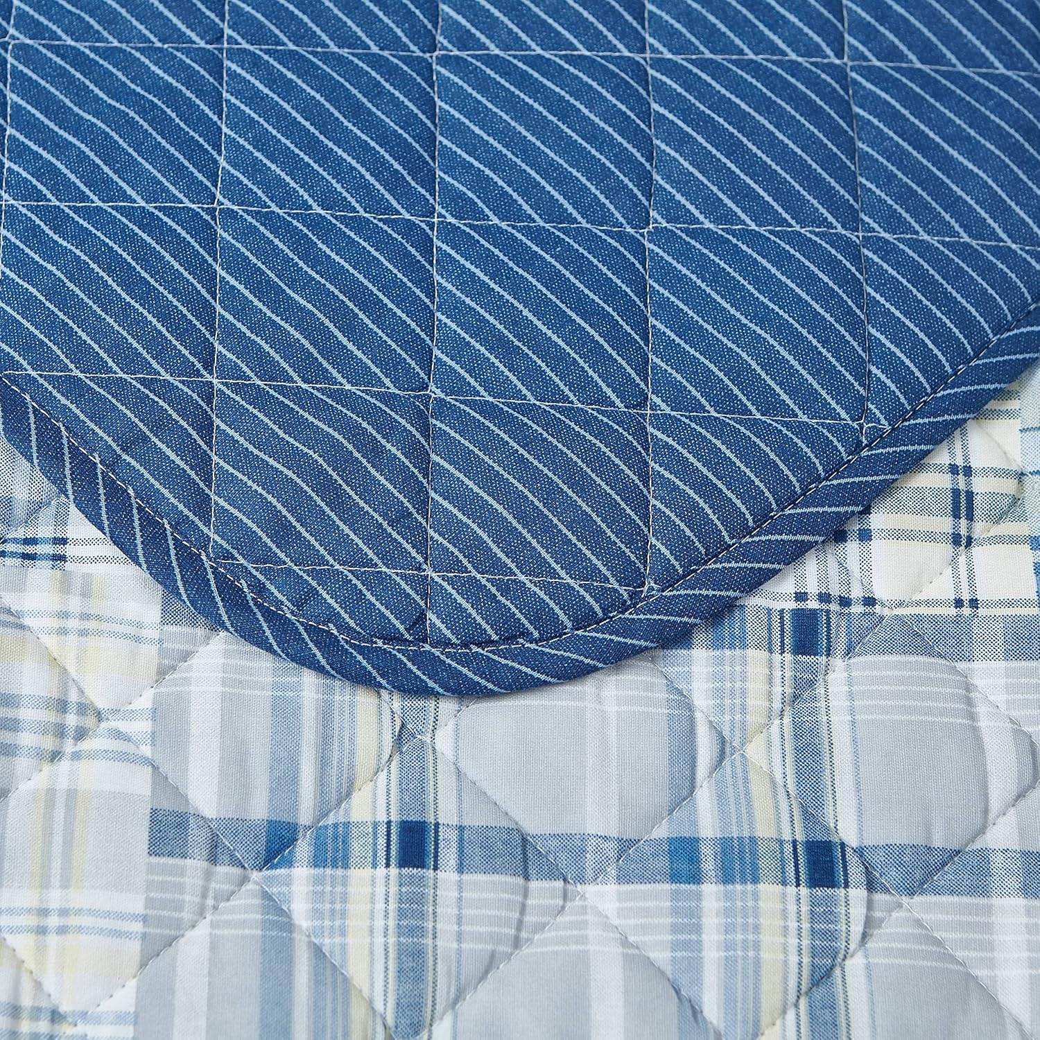 image:imageNautica Queen Quilt Set Reversible Bedding with Matching Shams Patchwork Plaid Room Decor Lightweight Bed Set College Dorm Room Essentials Raeford BlueRaeford Grey