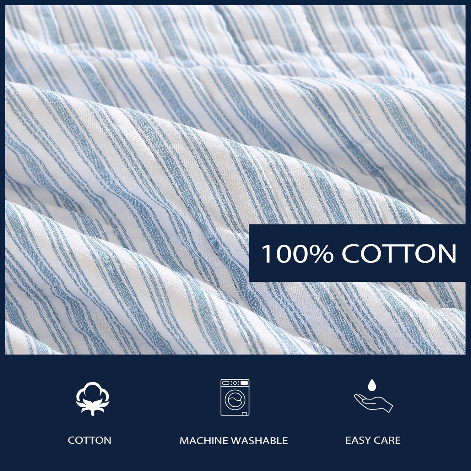 image:imageNautica Queen Quilt Set Reversible Bedding with Matching Shams Stripe Room Decor Lightweight Bed Set College Dorm Room Essentials Coleridge BlueColeridge Stripe Light Blue