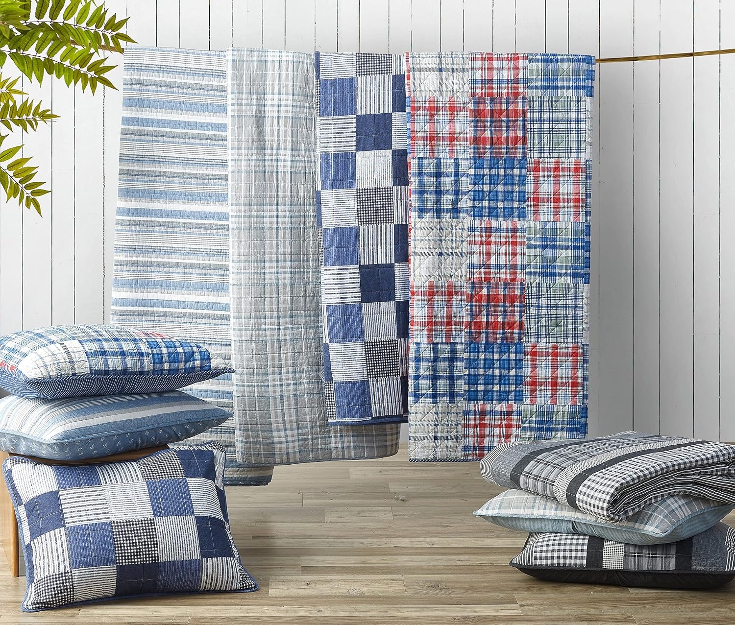 image:imageNautica Queen Quilt Set Reversible Bedding with Matching Shams Stripe Room Decor Lightweight Bed Set College Dorm Room Essentials Saltmarsh BlueSaltmarsh BlueGrey