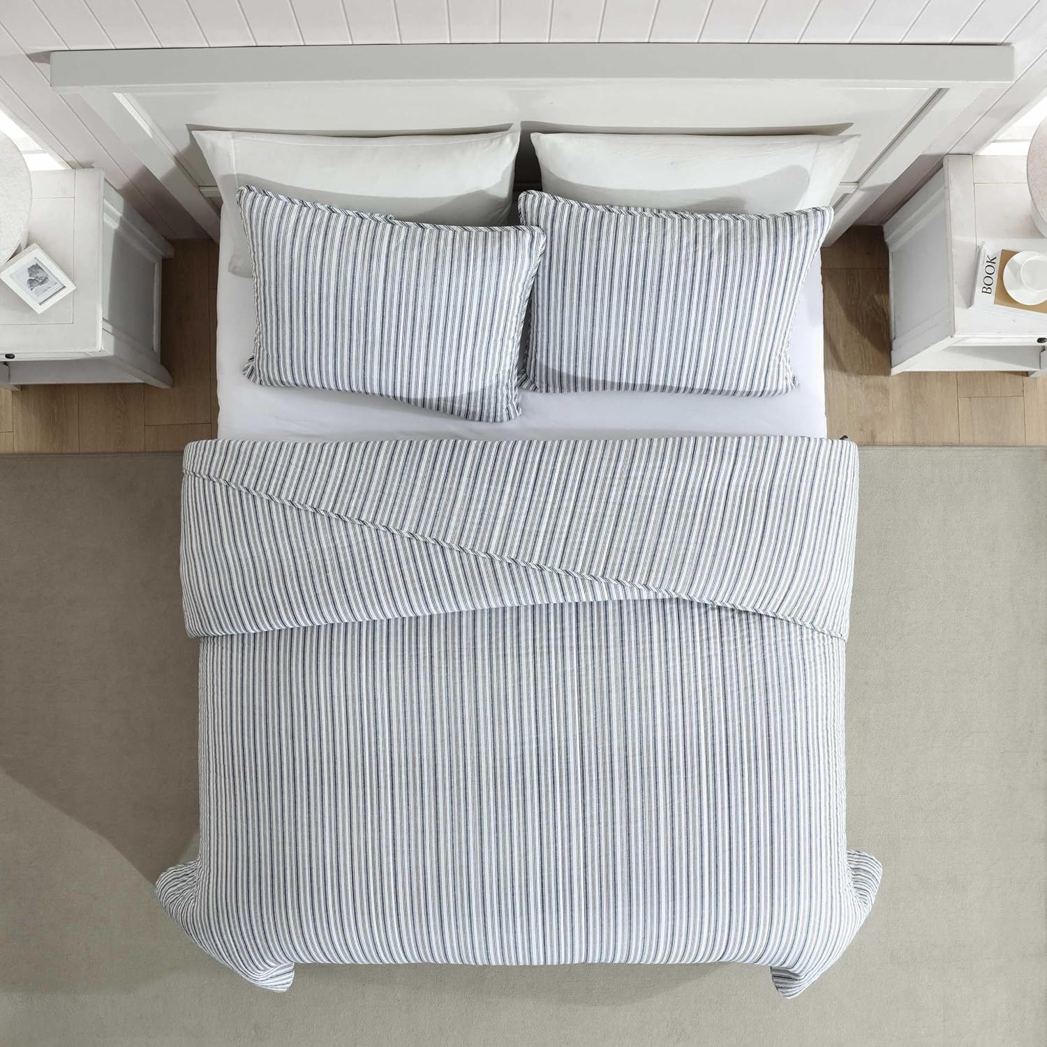 image:imageNautica Quilt Set Soft Bedding with Matching Sham Rounded Corner Reversible Design Coleridge Blue TwinColeridge Blue