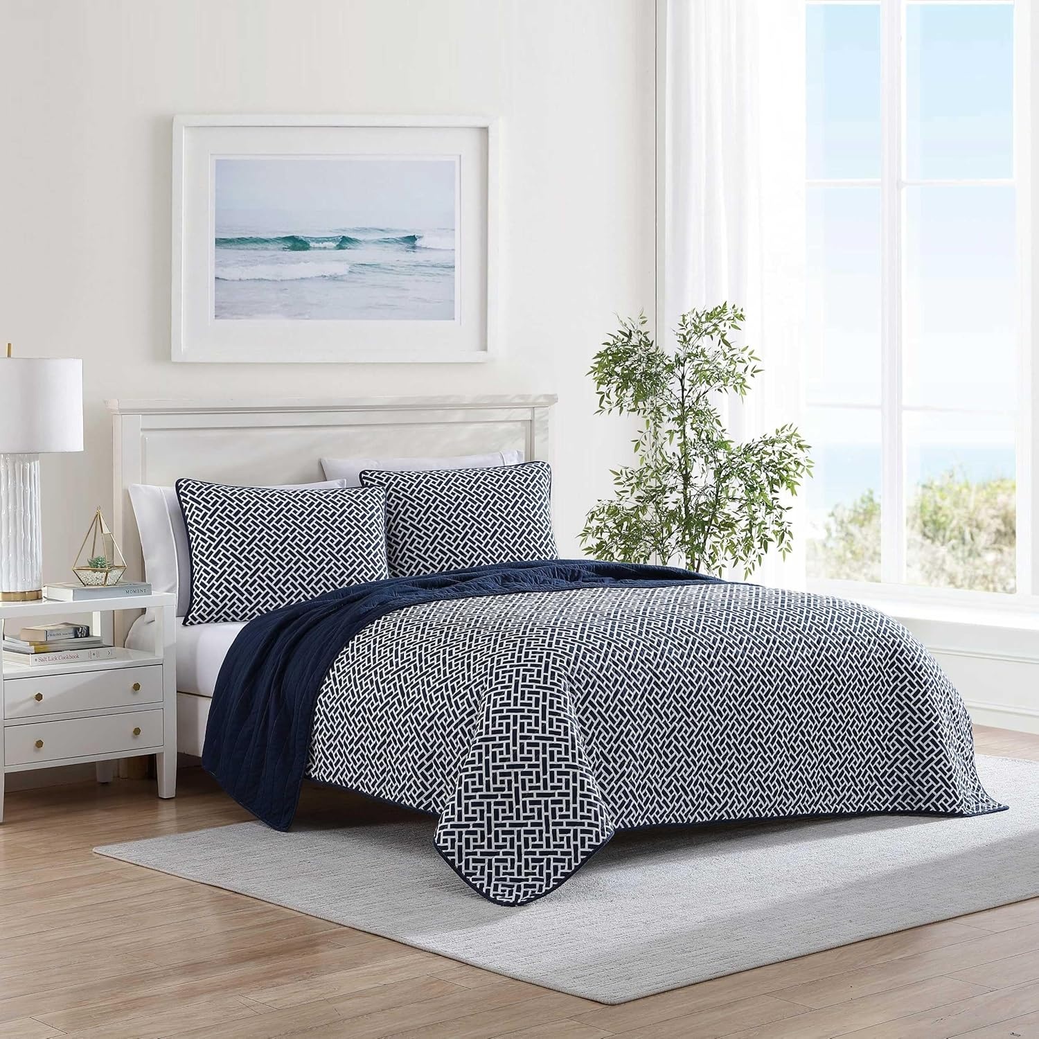 image:imageNautica Quilt Set Soft Bedding with Matching Sham Rounded Corner Reversible Design Coleridge Blue TwinLockridge Navy