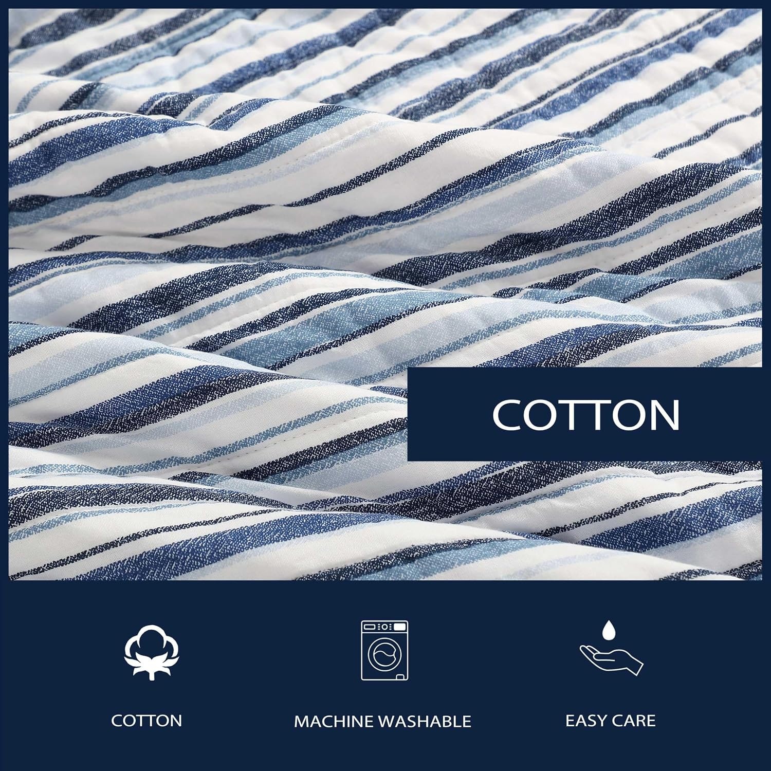 image:imageNautica Quilt Set Soft Bedding with Matching Sham Rounded Corner Reversible Design Coleridge Blue TwinPembrook Blue