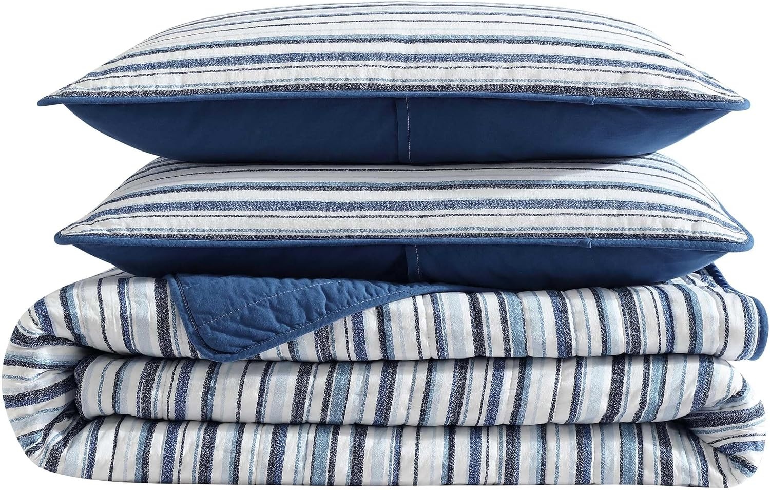 image:imageNautica Quilt Set Soft Bedding with Matching Sham Rounded Corner Reversible Design Coleridge Blue TwinPembrook Blue
