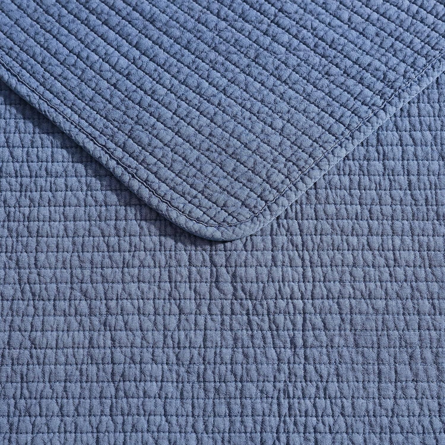image:imageNautica Quilt Set Super Soft Solid Washed Woven Cotton Bedding with Matching Sham Casual Style Home Essentials Seashore Stitch Beige TwinSeashore Stitch Navy