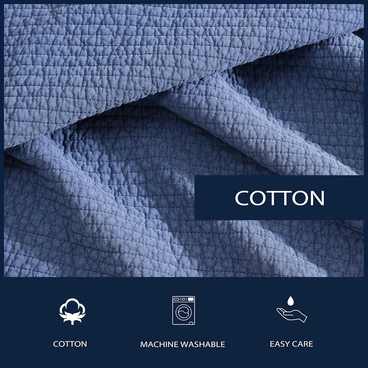 image:imageNautica Quilt Set Super Soft Solid Washed Woven Cotton Bedding with Matching Sham Casual Style Home Essentials Seashore Stitch Beige TwinSeashore Stitch Navy