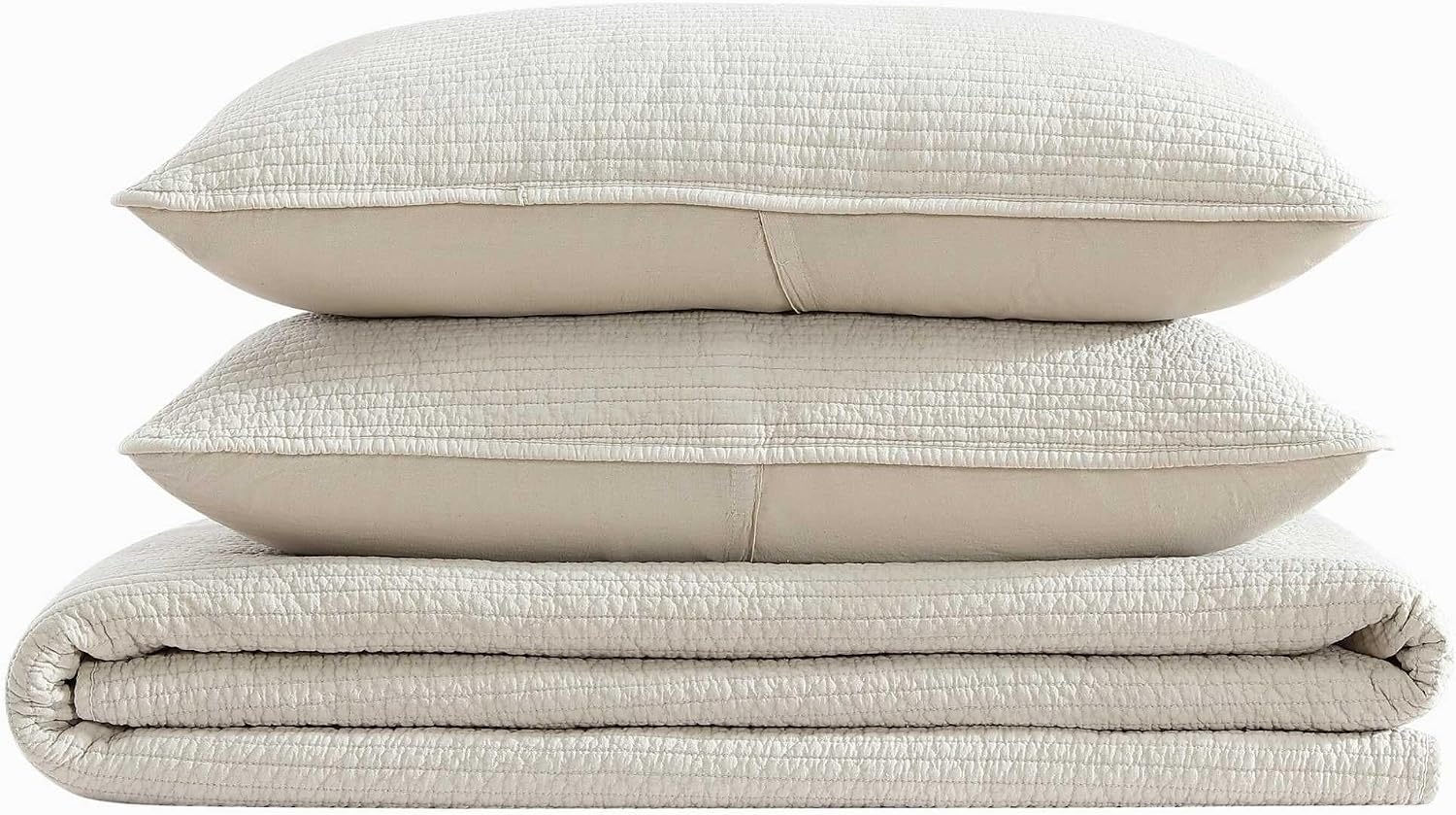 image:imageNautica Quilt Set Super Soft Solid Washed Woven Cotton Bedding with Matching Sham Casual Style Home Essentials Seashore Stitch Beige TwinSeashore Stitch Beige