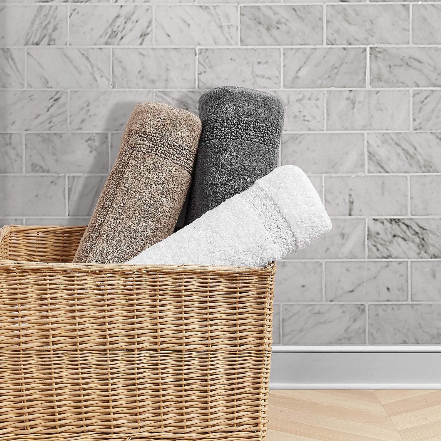 image:imageNautica Runner Rug Soft amp Absorbent Tufted Cotton Bath Rug with SkidResistant Backing OekoTex Certified Peniston White 24 x 40Peniston Brown