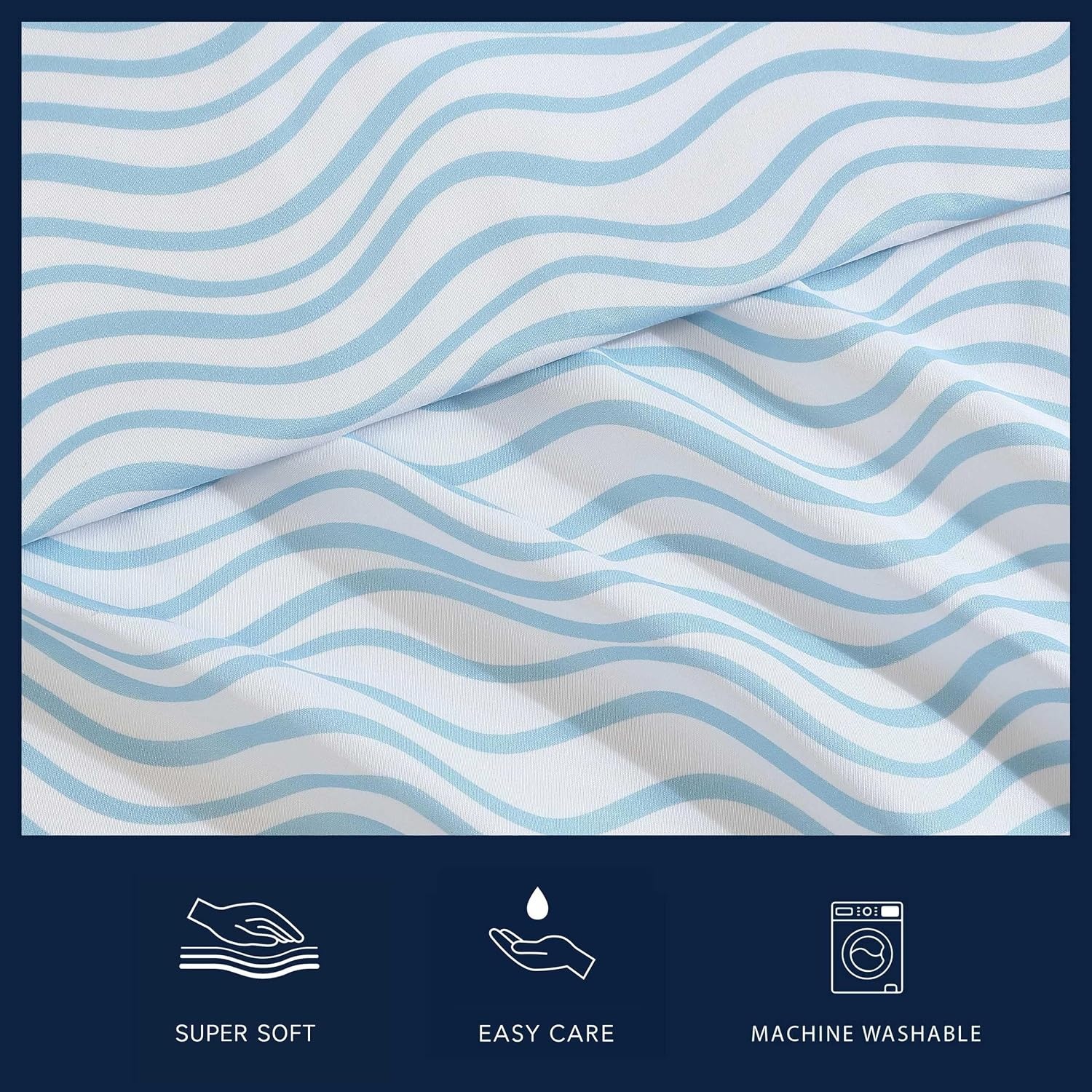 image:imageNautica Sheet Set Breathable amp Cooling Microfiber Bedding with Matching Pillowcase Deep Pocket Fully Elasticized Coastal Coral Ocean Breeze Blue TwinLinearly Waves Ocean Breeze Blue