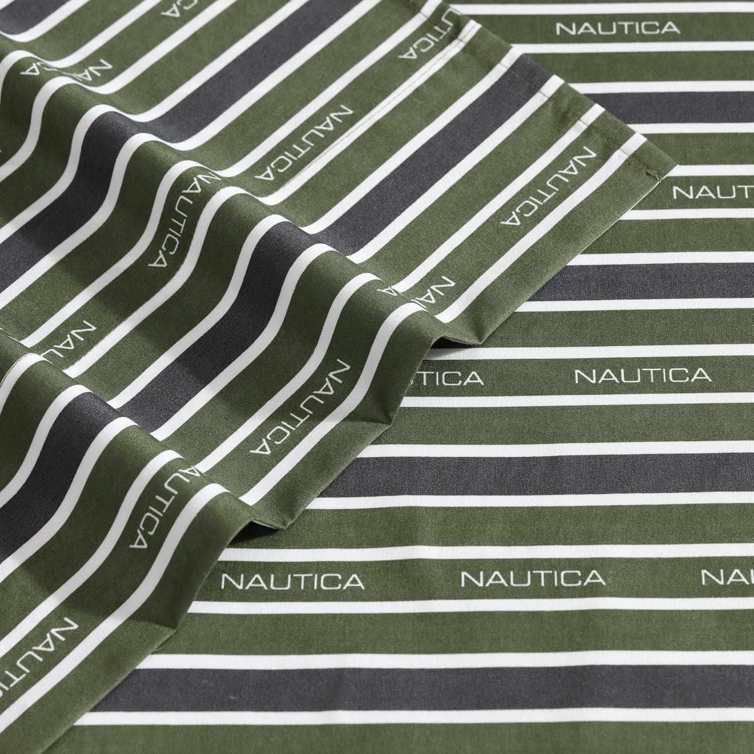image:imageNautica Sheet Set Breathable amp Cooling Microfiber Bedding with Matching Pillowcase Deep Pocket Fully Elasticized Coastal Coral Ocean Breeze Blue TwinVaradero Typeface Green