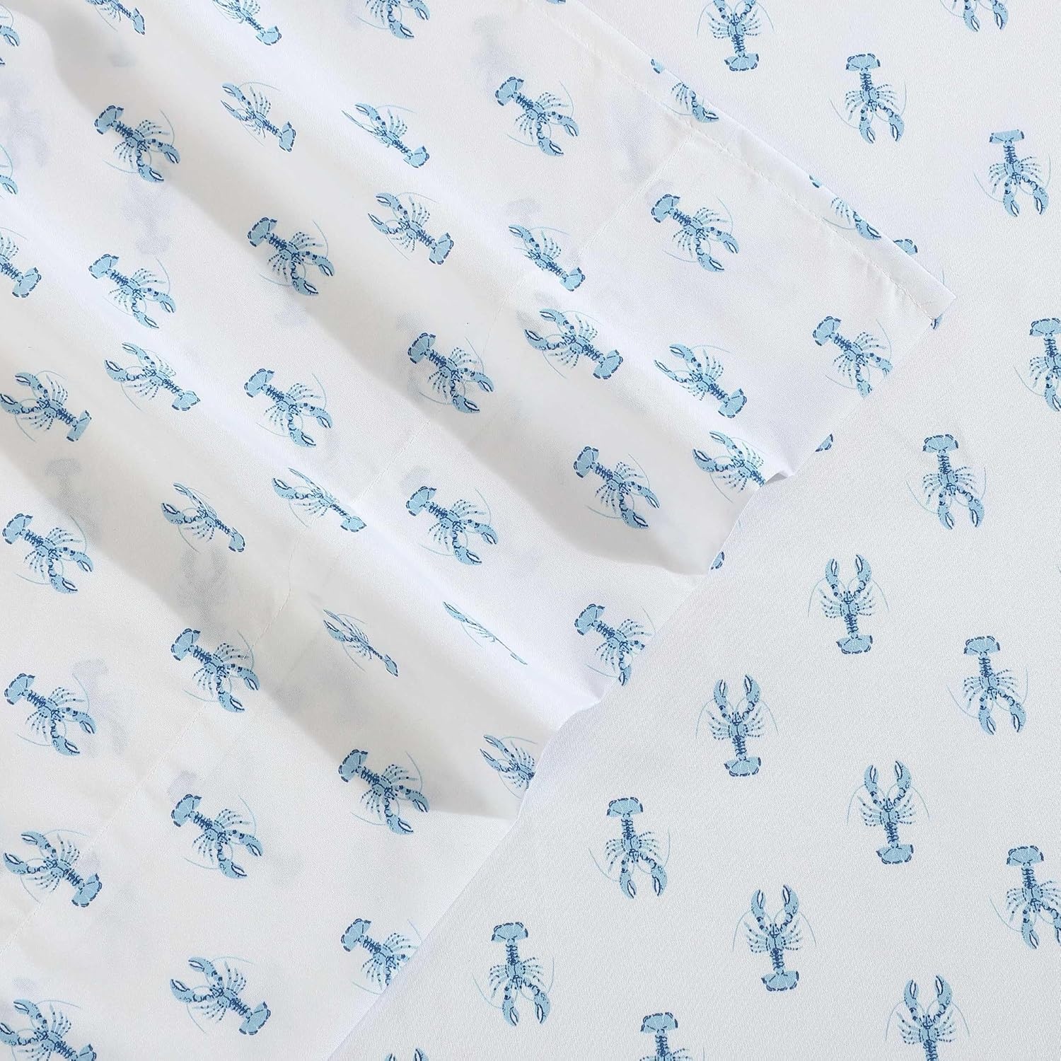 image:imageNautica Sheet Set Breathable amp Cooling Microfiber Bedding with Matching Pillowcase Deep Pocket Fully Elasticized Coastal Coral Ocean Breeze Blue TwinNantucket Lobster Ocean Breeze Blue