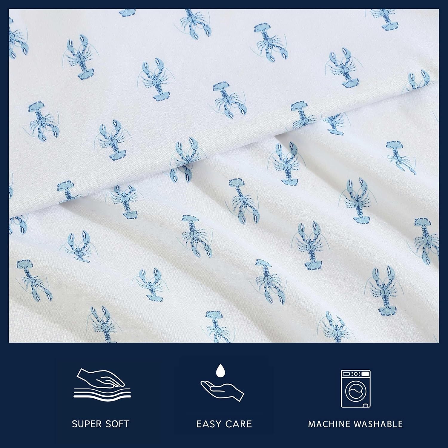 image:imageNautica Sheet Set Breathable amp Cooling Microfiber Bedding with Matching Pillowcase Deep Pocket Fully Elasticized Coastal Coral Ocean Breeze Blue TwinNantucket Lobster Ocean Breeze Blue