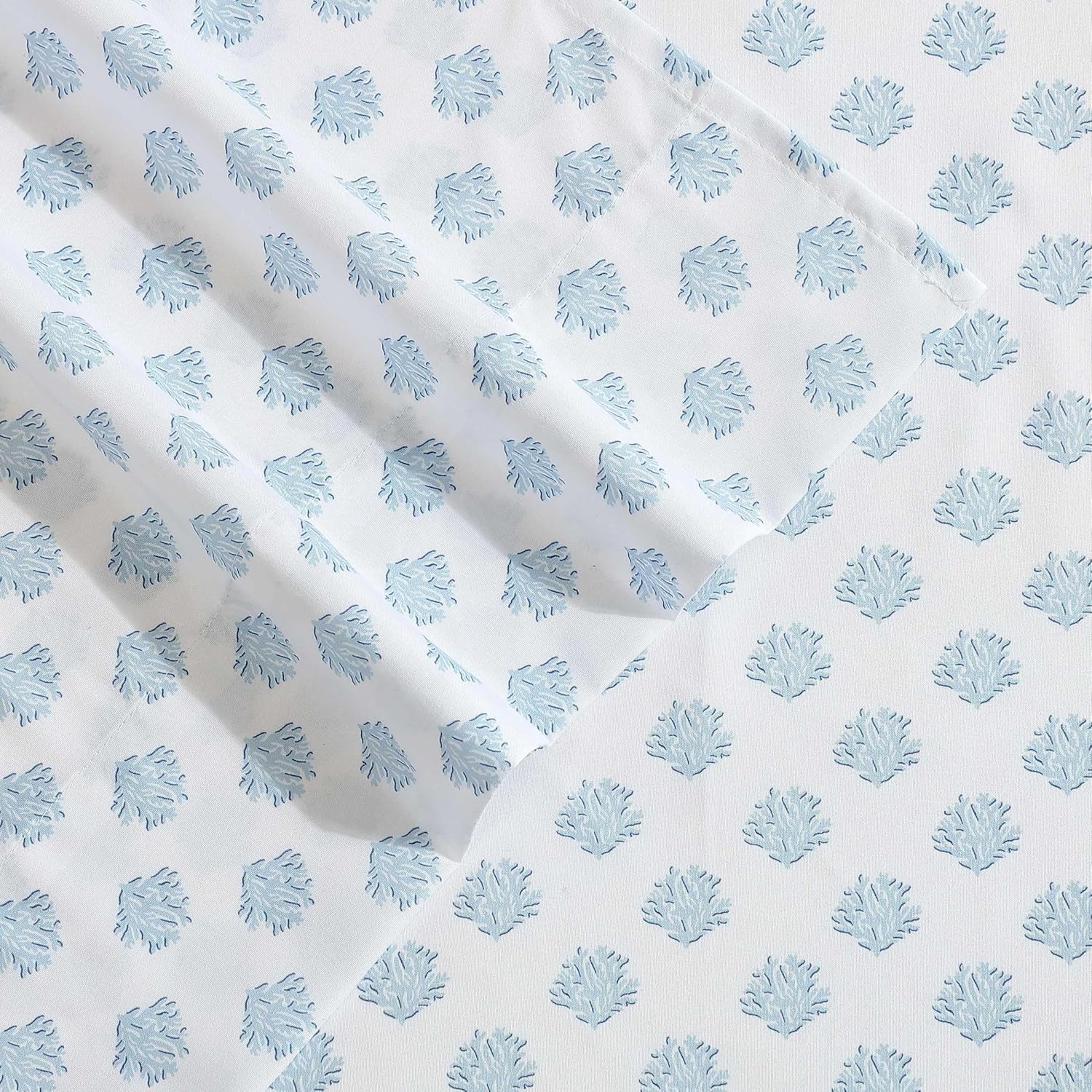 image:imageNautica Sheet Set Breathable amp Cooling Microfiber Bedding with Matching Pillowcase Deep Pocket Fully Elasticized Coastal Coral Ocean Breeze Blue TwinCoastal Coral Ocean Breeze Blue