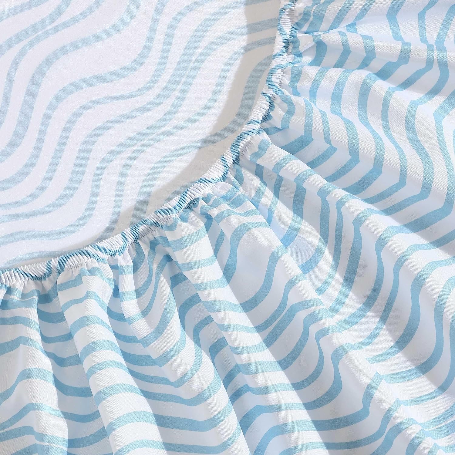 image:imageNautica Sheet Set Breathable amp Cooling Microfiber Bedding with Matching Pillowcase Deep Pocket Fully Elasticized Coastal Coral Ocean Breeze Blue TwinLinearly Waves Ocean Breeze Blue