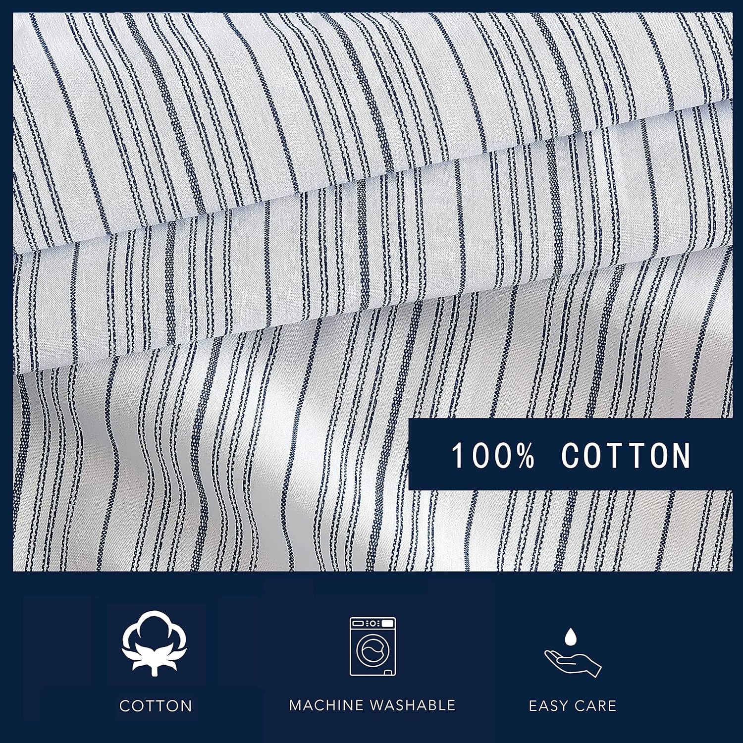 image:imageNautica Standard Pillowcase Set Cotton Percale Bedding Casual Home Decor Coleridge Stripe Charcoal 2 PieceBeaux Stripe Blue