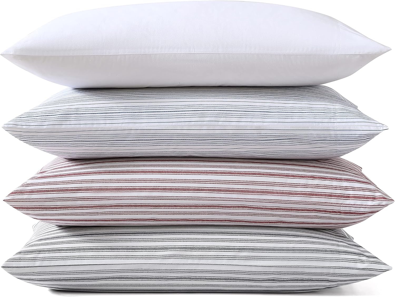 image:imageNautica Standard Pillowcase Set Cotton Percale Bedding Casual Home Decor Coleridge Stripe Charcoal 2 PieceBeaux Stripe Blue