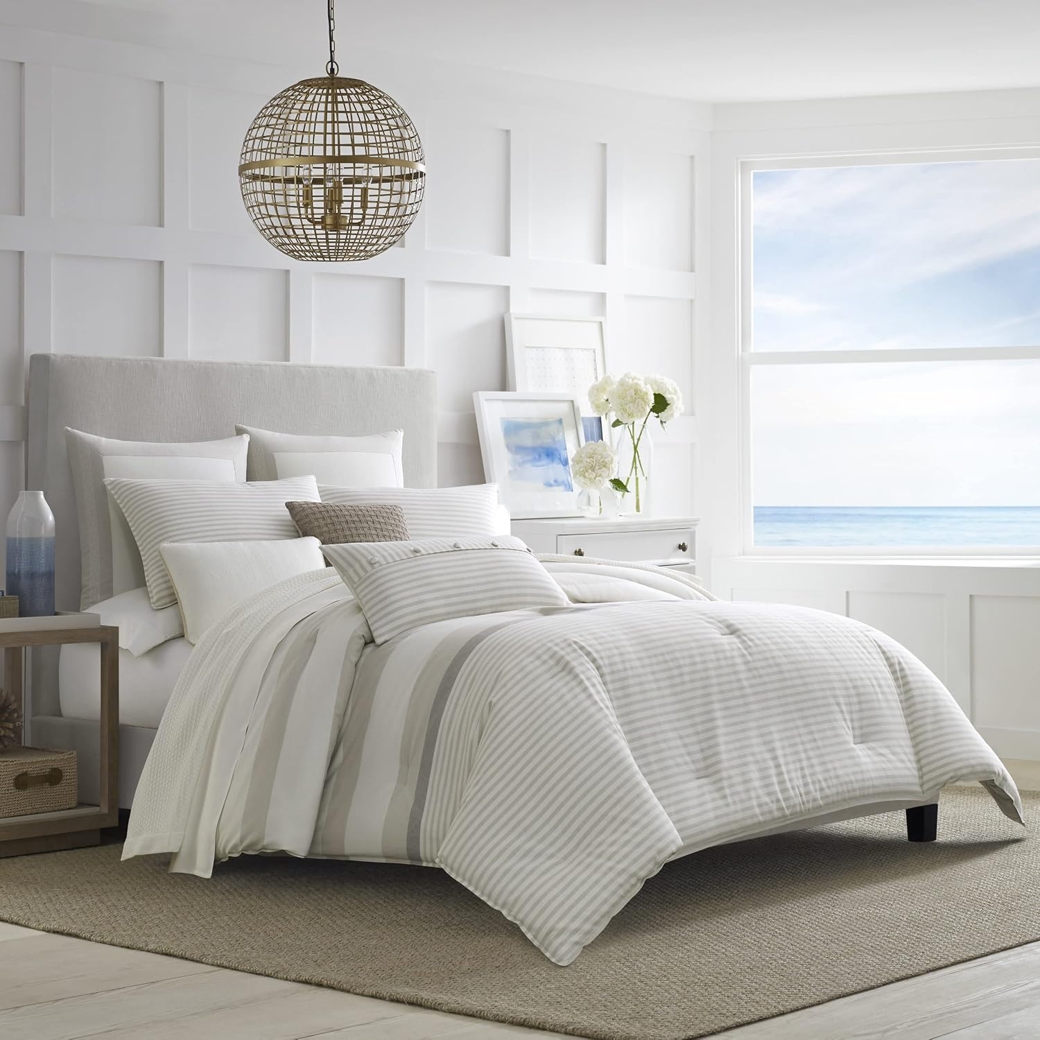 image:imageNautica Standard Quilted Sham Yarn Dyed Cotton Bedding with Reversible Plaid Design Lightweight Pillowcase College Dorm Room Essentials Adelson BlueBeige