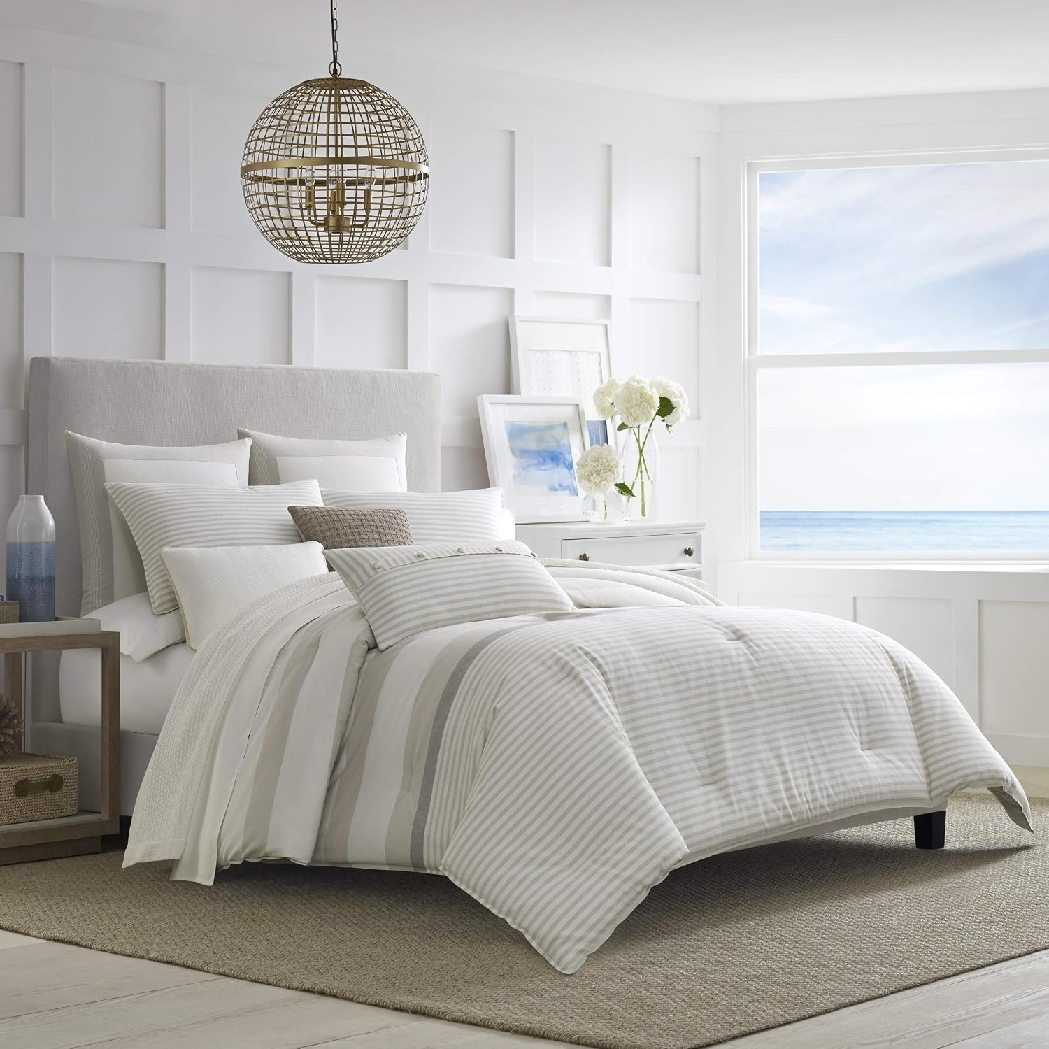 image:imageNautica Standard Quilted Sham Yarn Dyed Cotton Bedding with Reversible Plaid Design Lightweight Pillowcase College Dorm Room Essentials Adelson BlueBeige