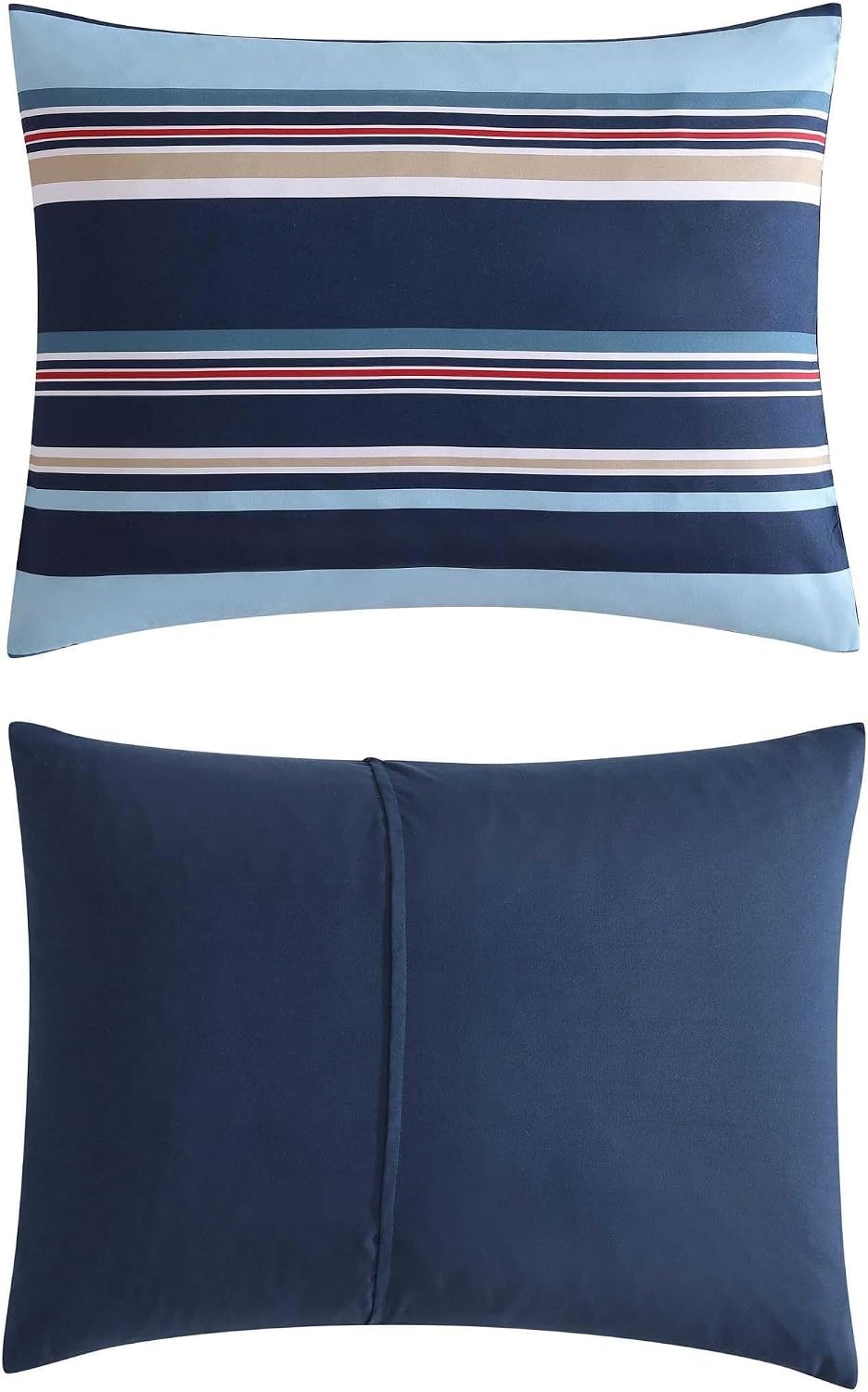 image:imageNautica Standard Quilted Sham Yarn Dyed Cotton Bedding with Reversible Plaid Design Lightweight Pillowcase College Dorm Room Essentials Adelson BlueColton Blue
