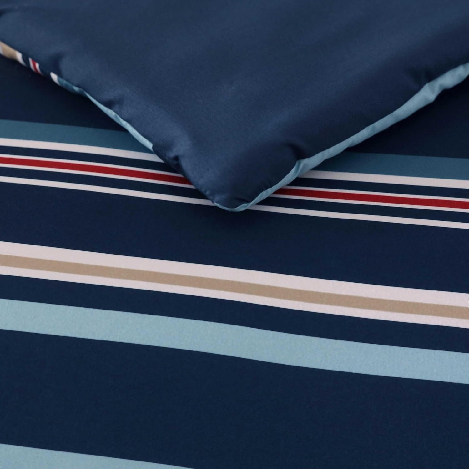 image:imageNautica Standard Quilted Sham Yarn Dyed Cotton Bedding with Reversible Plaid Design Lightweight Pillowcase College Dorm Room Essentials Adelson BlueColton Blue