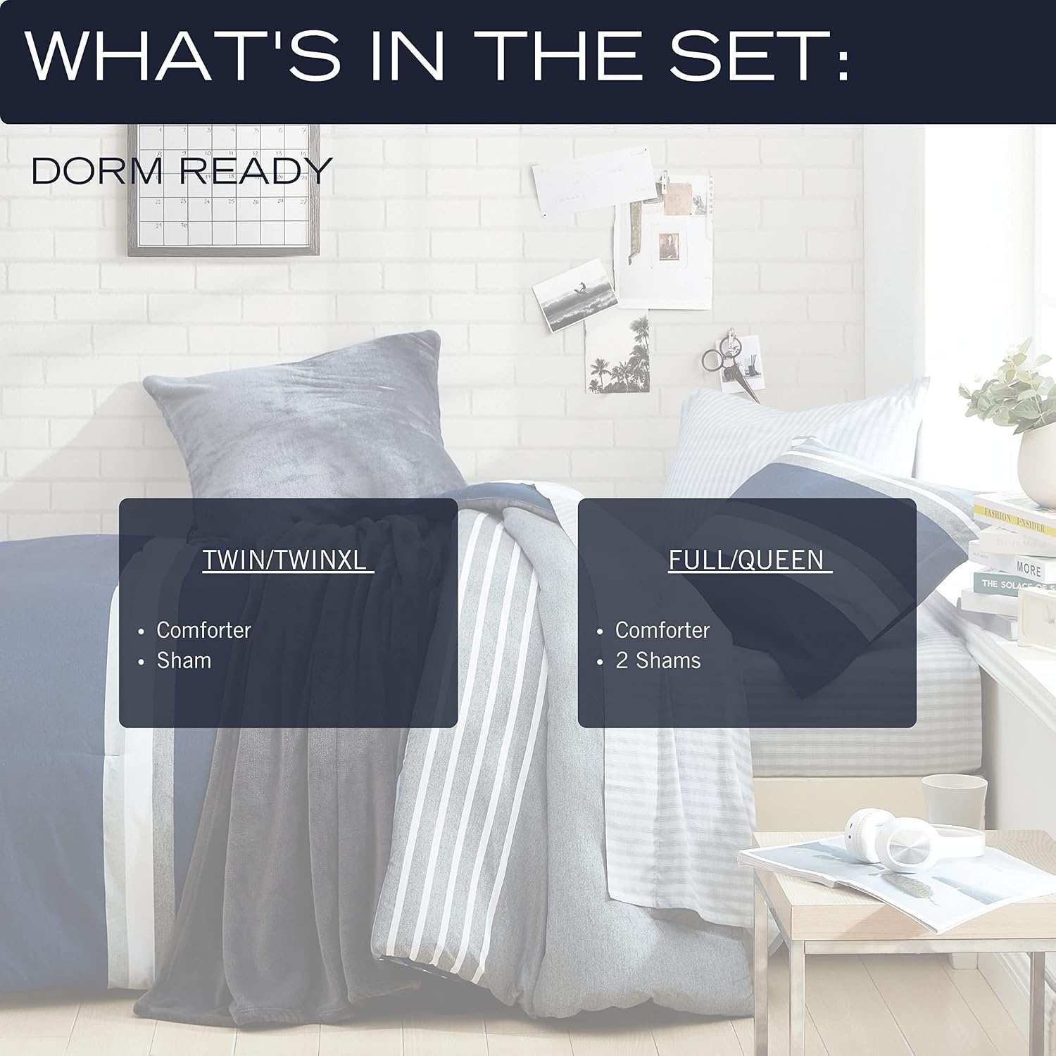 image:imageNautica Standard Quilted Sham Yarn Dyed Cotton Bedding with Reversible Plaid Design Lightweight Pillowcase College Dorm Room Essentials Adelson BlueHeathered Block Flagstone
