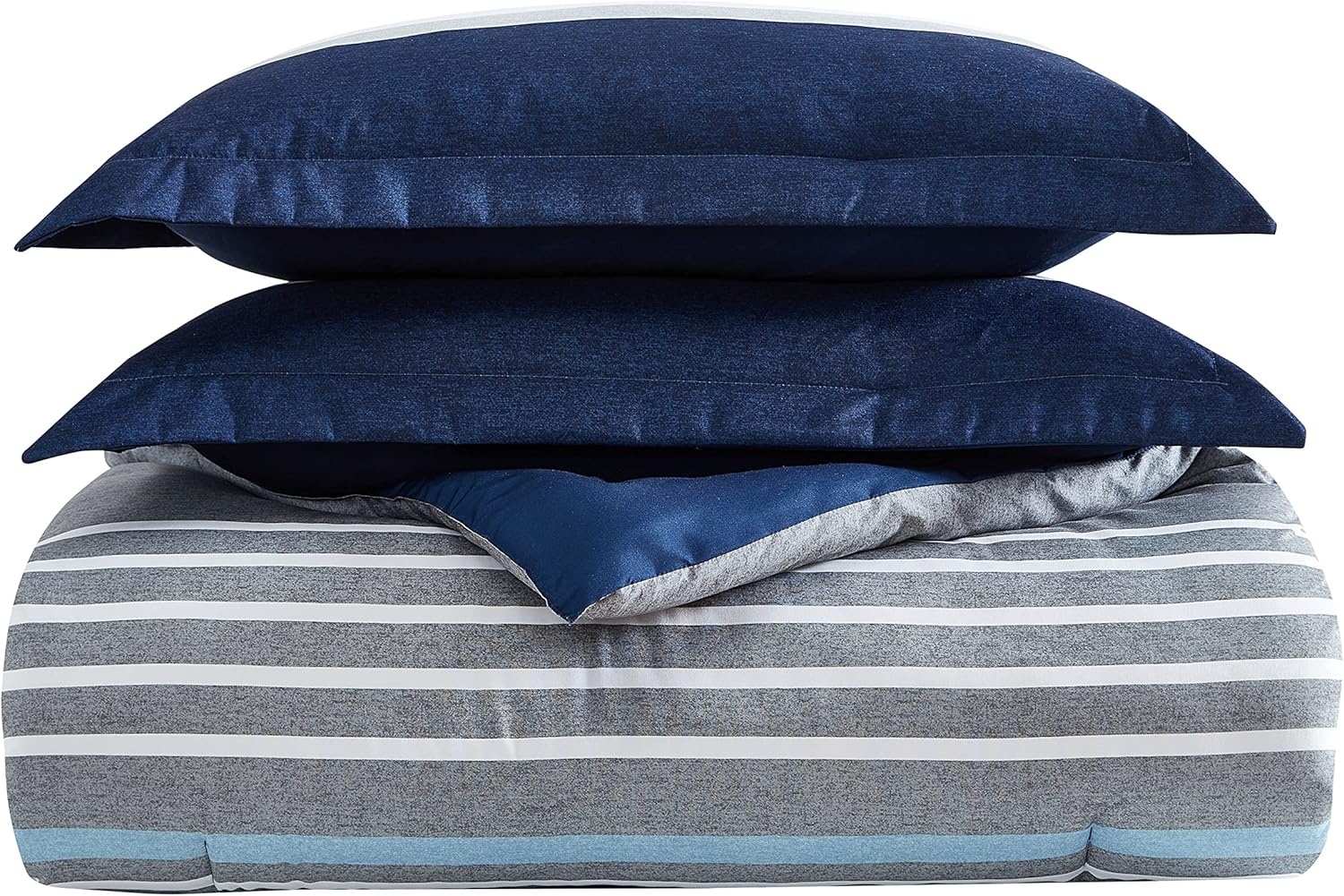 image:imageNautica Standard Quilted Sham Yarn Dyed Cotton Bedding with Reversible Plaid Design Lightweight Pillowcase College Dorm Room Essentials Adelson BlueHeathered Block Flagstone