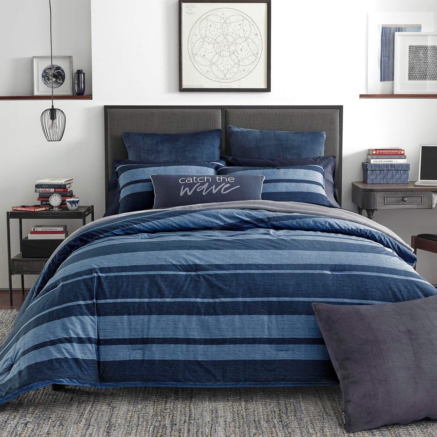 image:imageNautica Standard Quilted Sham Yarn Dyed Cotton Bedding with Reversible Plaid Design Lightweight Pillowcase College Dorm Room Essentials Adelson BlueLongpoint Navy