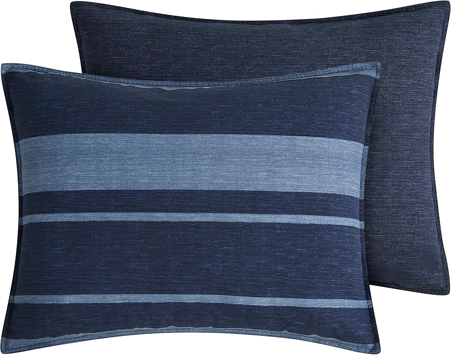 image:imageNautica Standard Quilted Sham Yarn Dyed Cotton Bedding with Reversible Plaid Design Lightweight Pillowcase College Dorm Room Essentials Adelson BlueNavyBlue