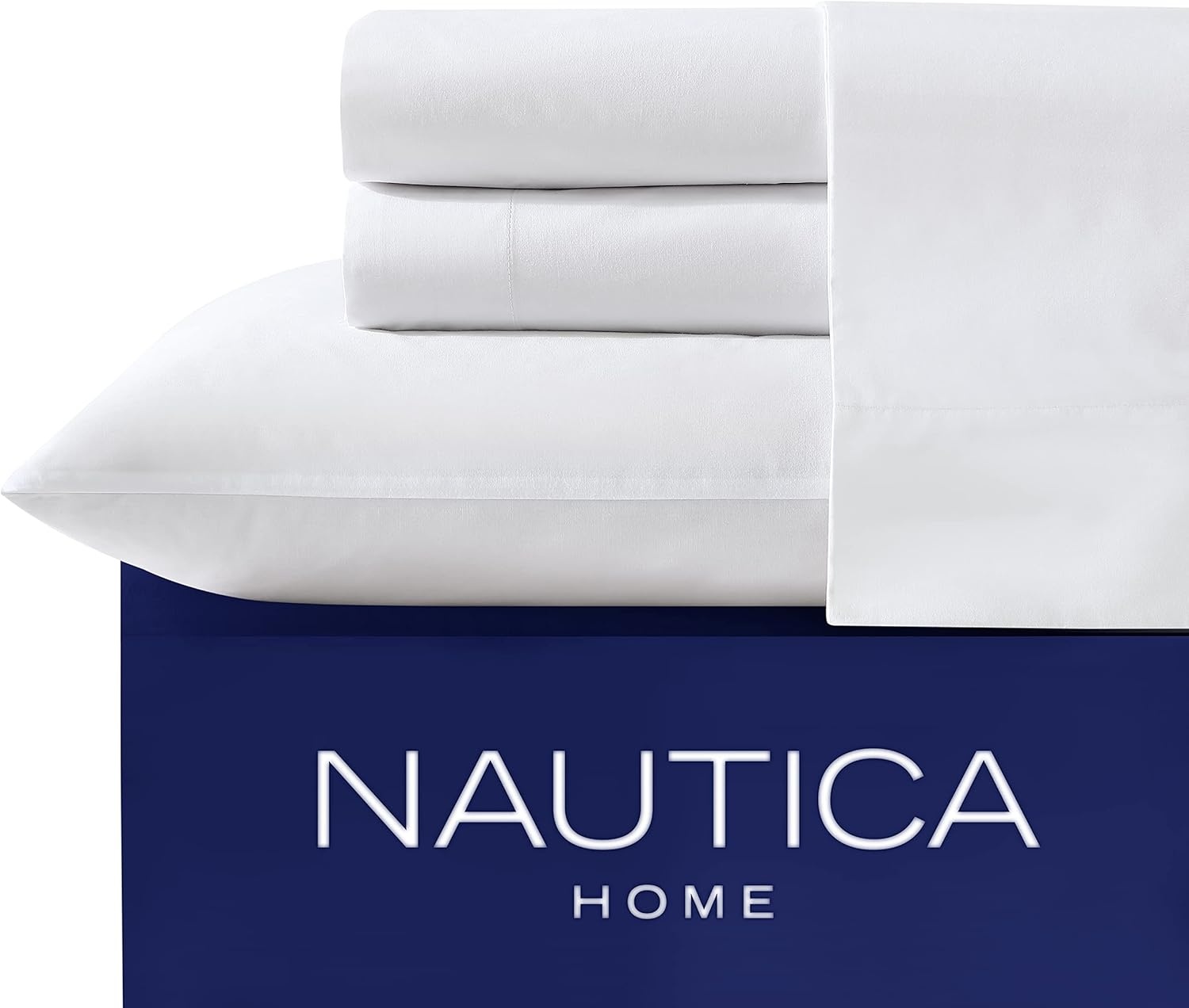 image:imageNautica Twin Bed Sheets Lightweight Cotton Percale Bedding Set with Matching Pillowcase Crisp amp Cool Dorm Essentials OekoTex Certified Bayview Solid GreenWhite