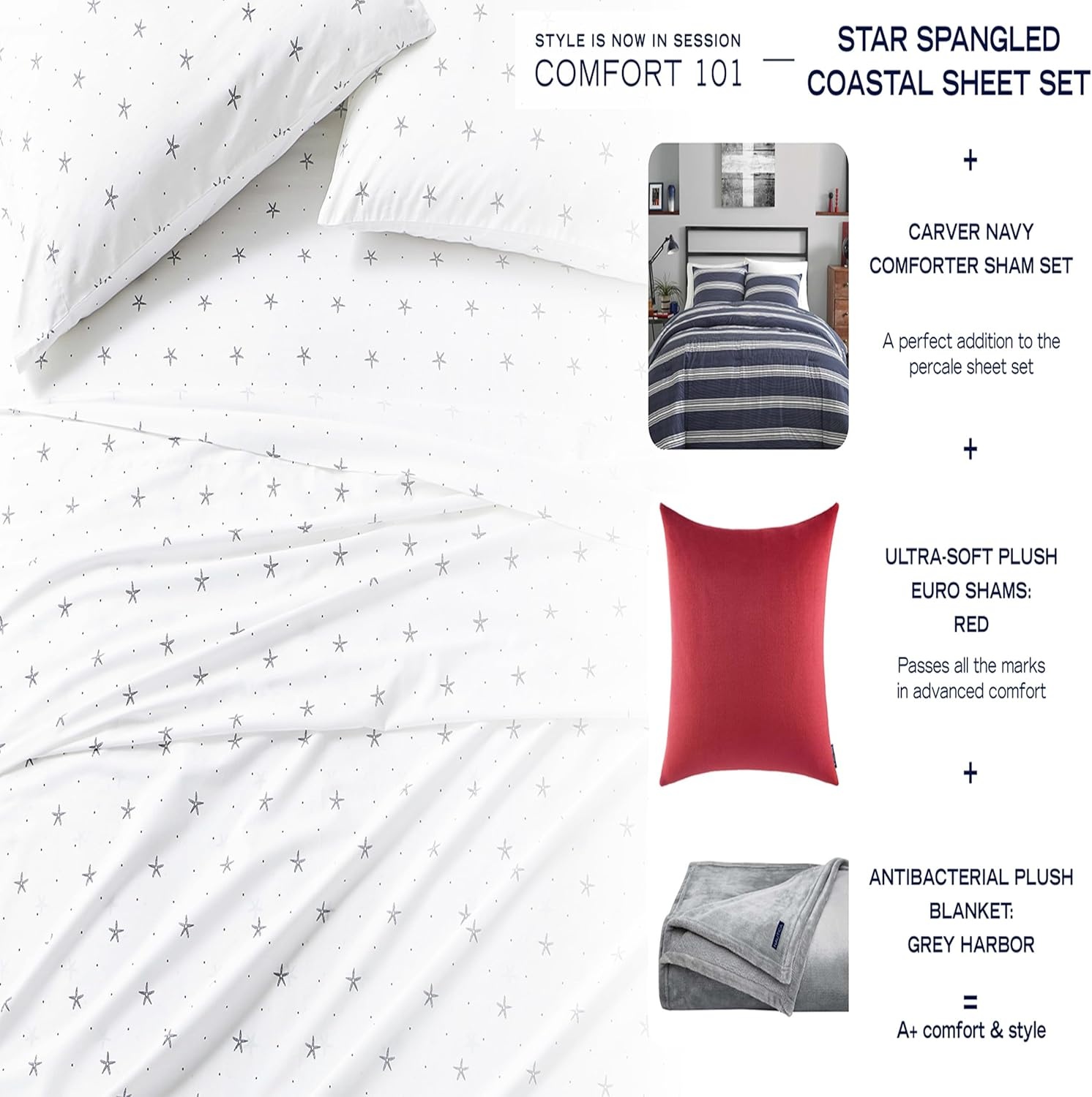 image:imageNautica Twin Bed Sheets Lightweight Cotton Percale Bedding Set with Matching Pillowcase Crisp amp Cool Dorm Essentials OekoTex Certified Bayview Solid GreenWhite