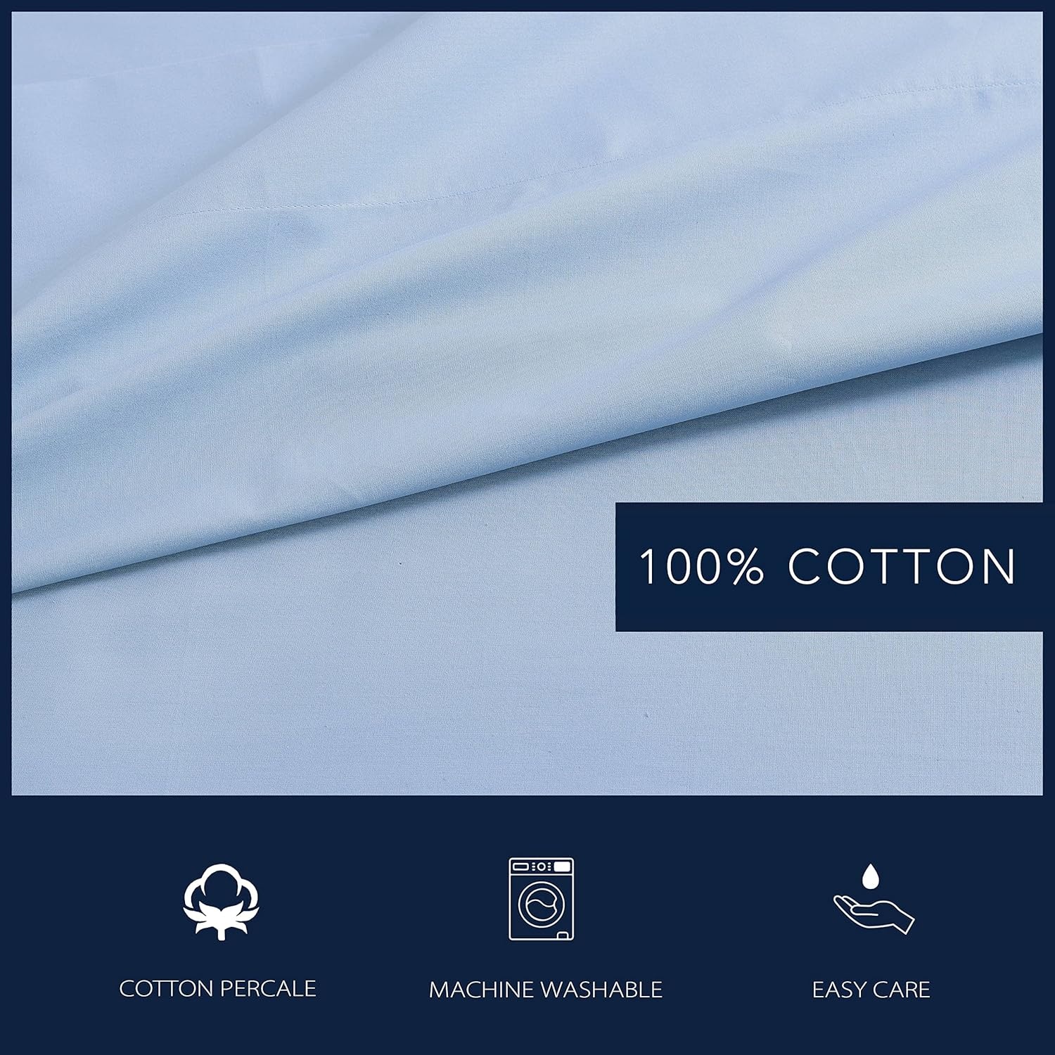 image:imageNautica Twin Bed Sheets Lightweight Cotton Percale Bedding Set with Matching Pillowcase Crisp amp Cool Dorm Essentials OekoTex Certified Bayview Solid GreenLake Blue