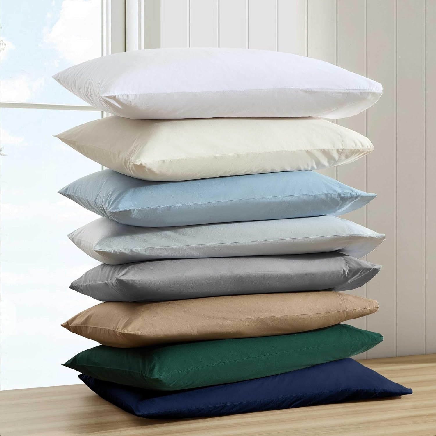 image:imageNautica Twin Bed Sheets Lightweight Cotton Percale Bedding Set with Matching Pillowcase Crisp amp Cool Dorm Essentials OekoTex Certified Bayview Solid GreenBayview Brown