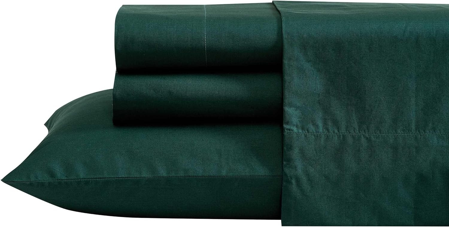 image:imageNautica Twin Bed Sheets Lightweight Cotton Percale Bedding Set with Matching Pillowcase Crisp amp Cool Dorm Essentials OekoTex Certified Bayview Solid GreenBayview Green
