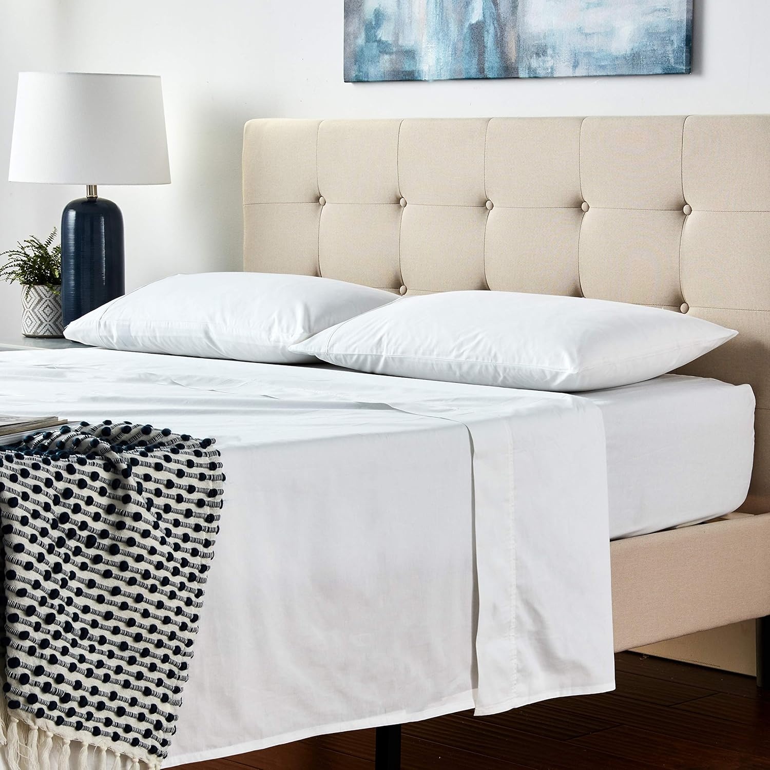 image:imageNautica Twin Bed Sheets Lightweight Cotton Percale Bedding Set with Matching Pillowcase Crisp amp Cool Dorm Essentials OekoTex Certified Bayview Solid GreenWhite