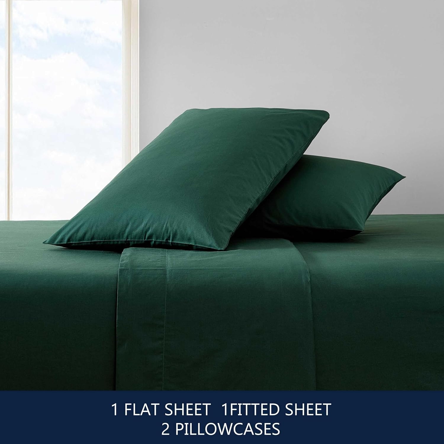 image:imageNautica Twin Bed Sheets Lightweight Cotton Percale Bedding Set with Matching Pillowcase Crisp amp Cool Dorm Essentials OekoTex Certified Bayview Solid GreenBayview Green